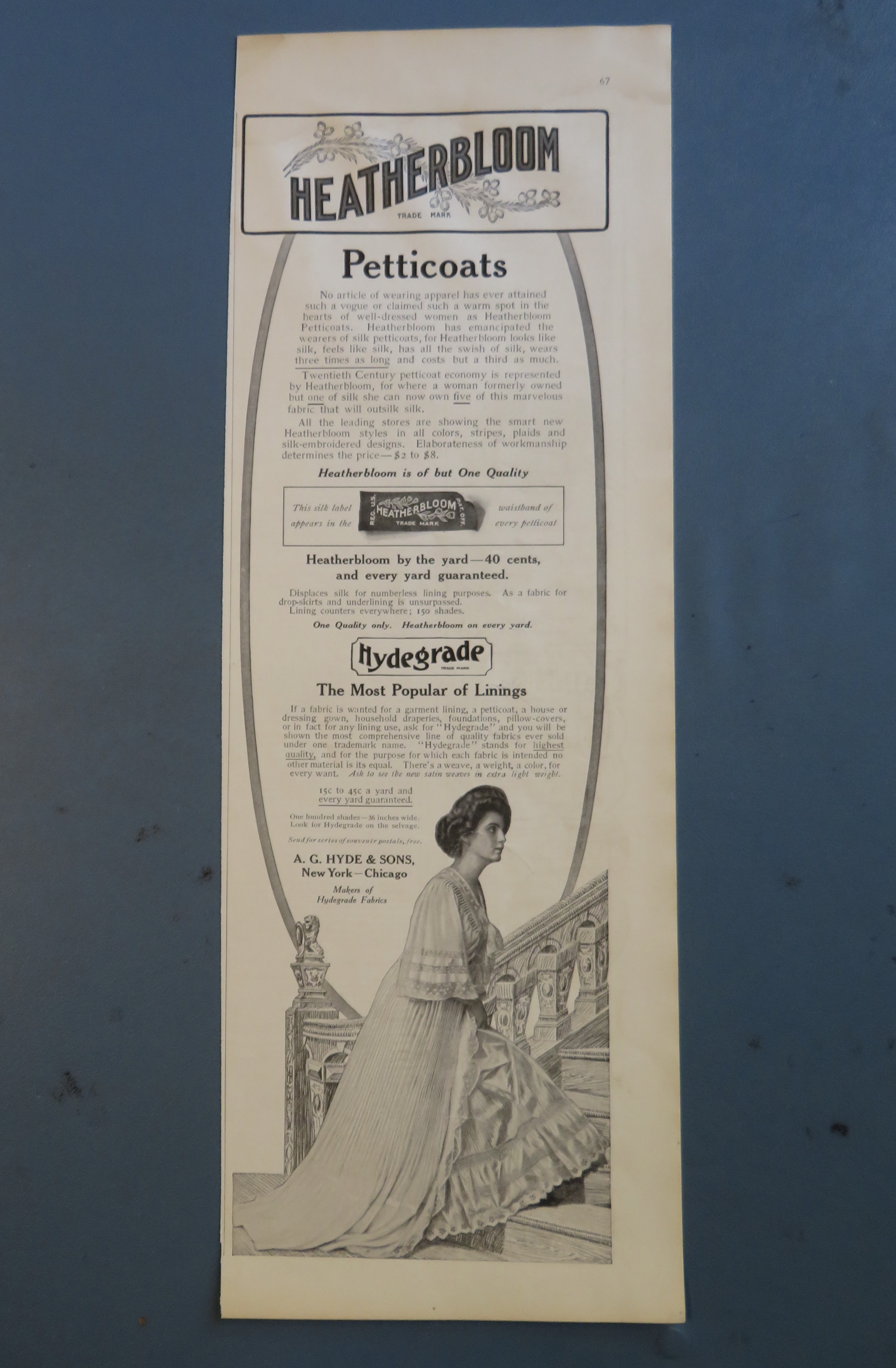1908 Heatherbloom Petticoats with Woman On Stairs