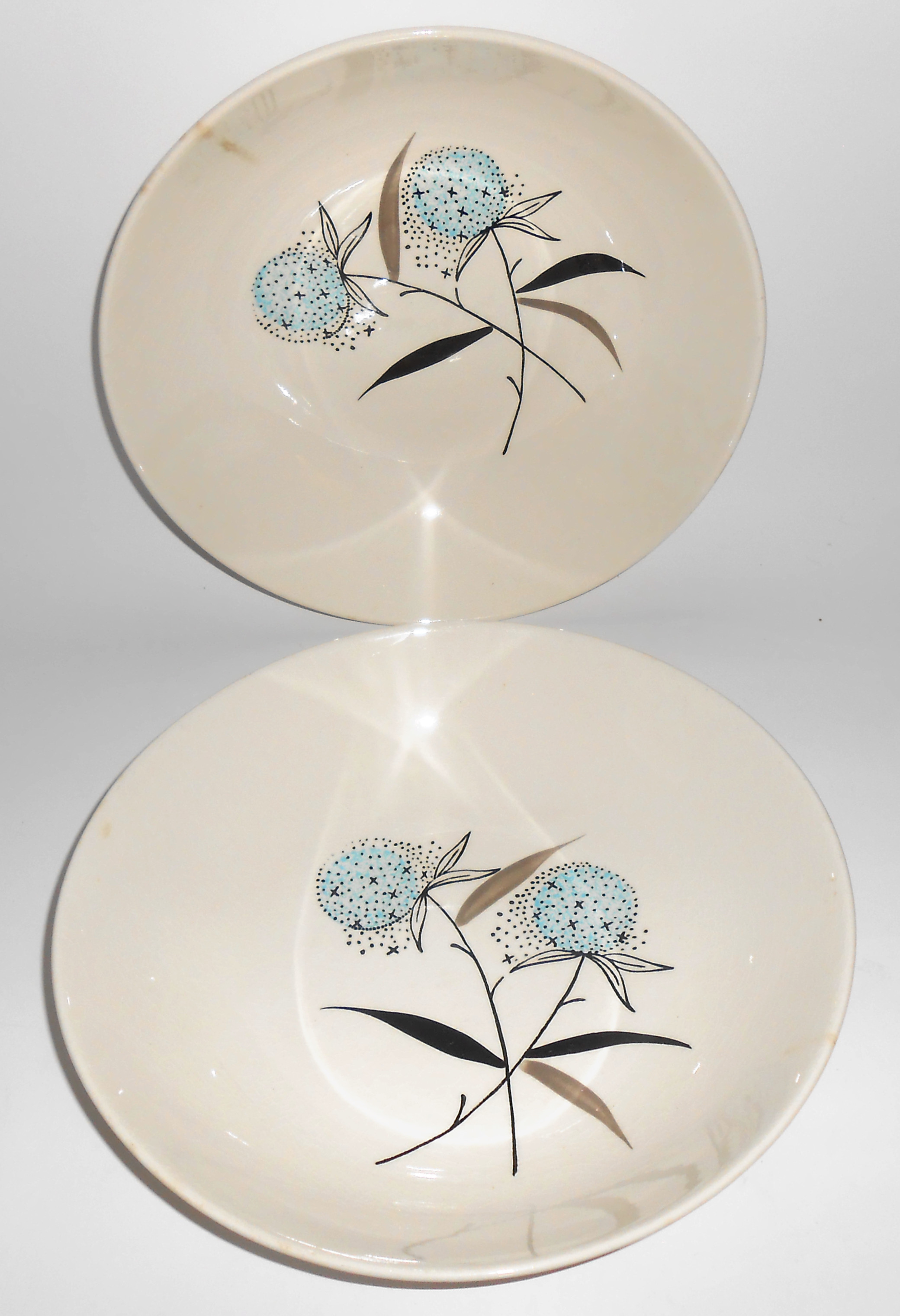 Stetson China Pottery Blue Floral Vegetable Bowls