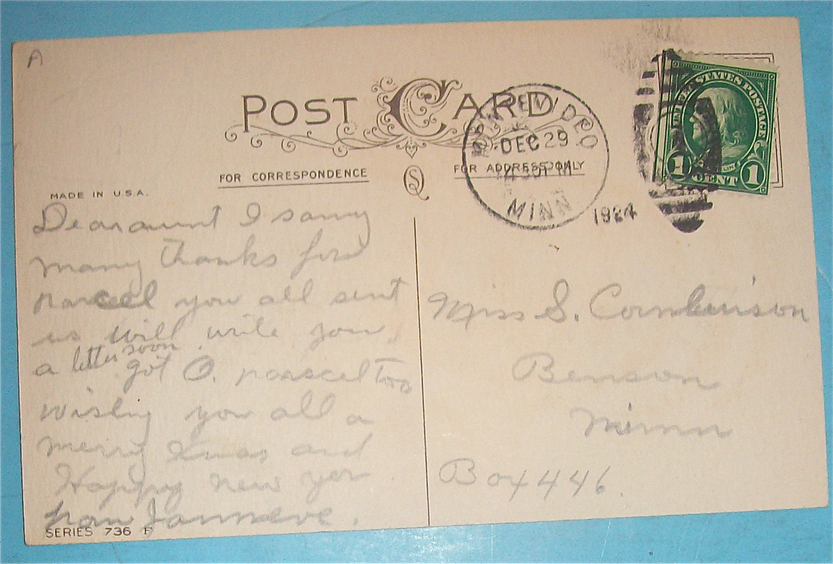 Christmas Greetings Postcard w/Young Child Shouting
