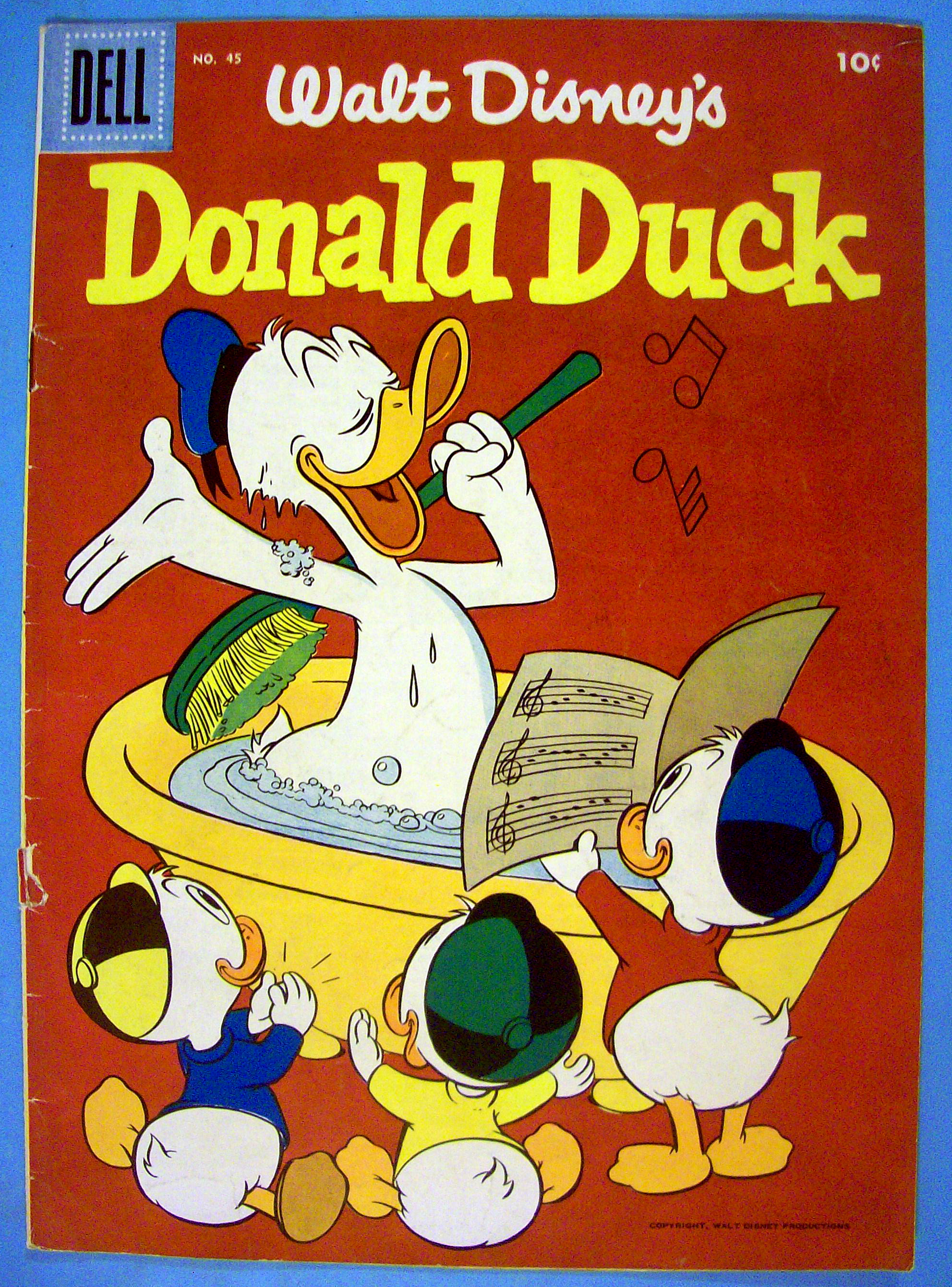 Donald Duck Comic Cover #45 1955 Donald & 3 Nephews