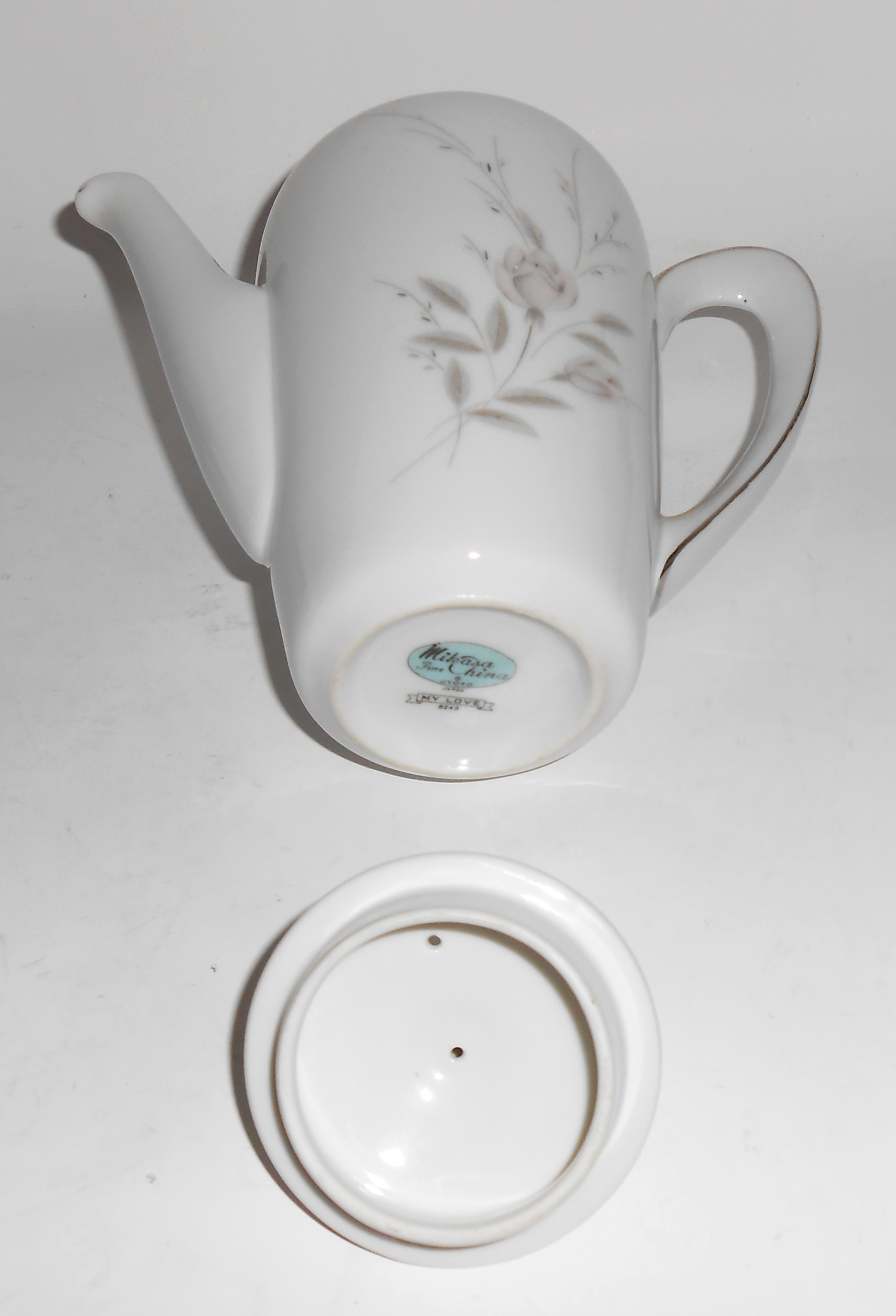 Mikasa China Platinum Band My Love Demitasse Coffee Pot