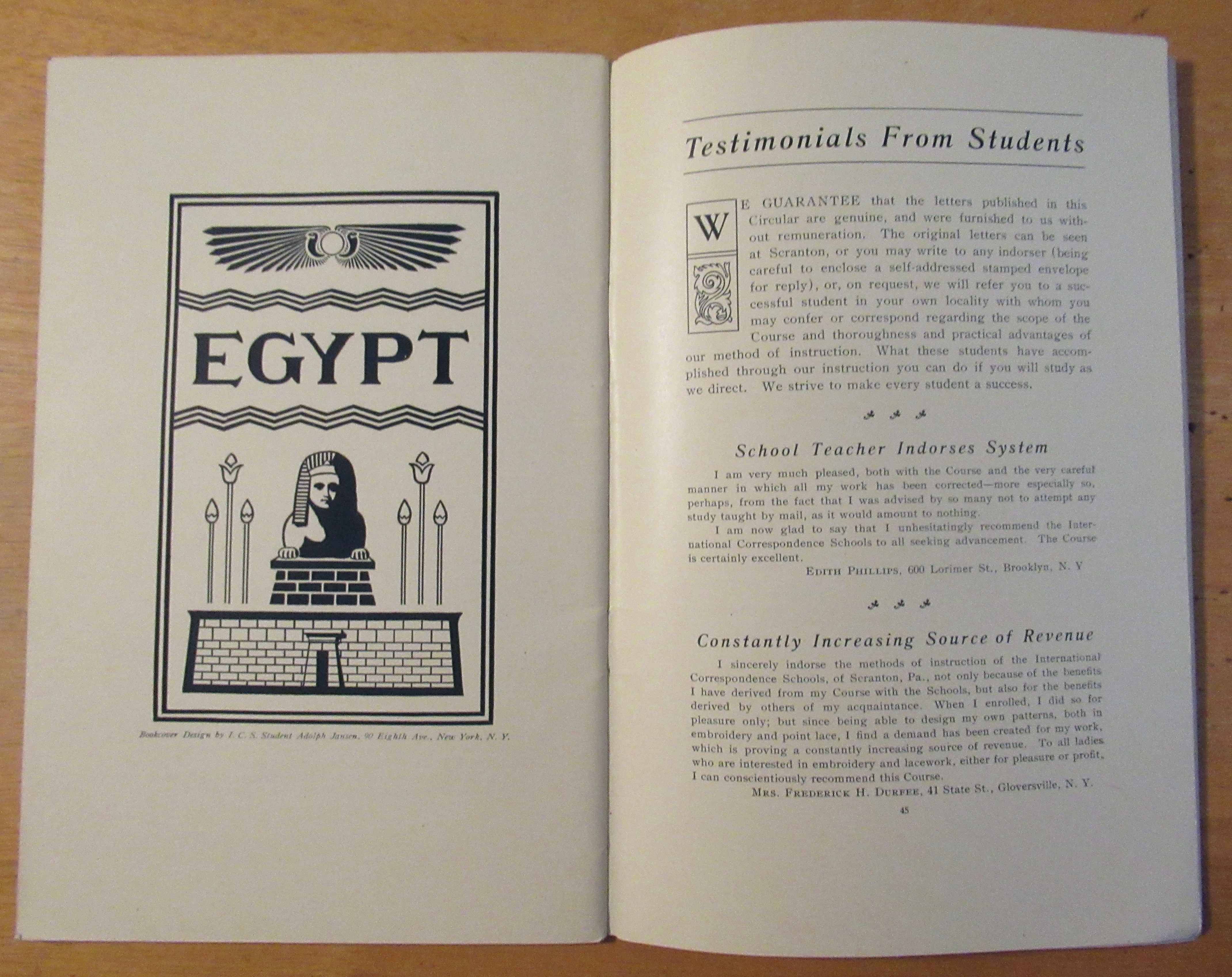 1904 Department Of Arts & Crafts School Course Guide