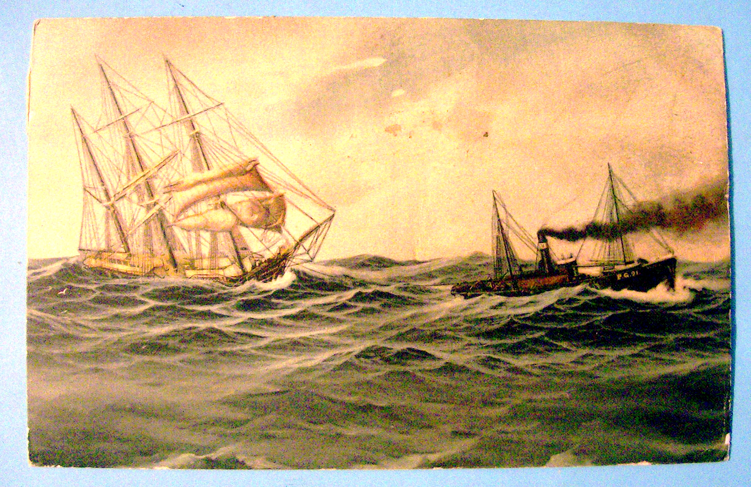 Two Ships on Rough Waters Postcard