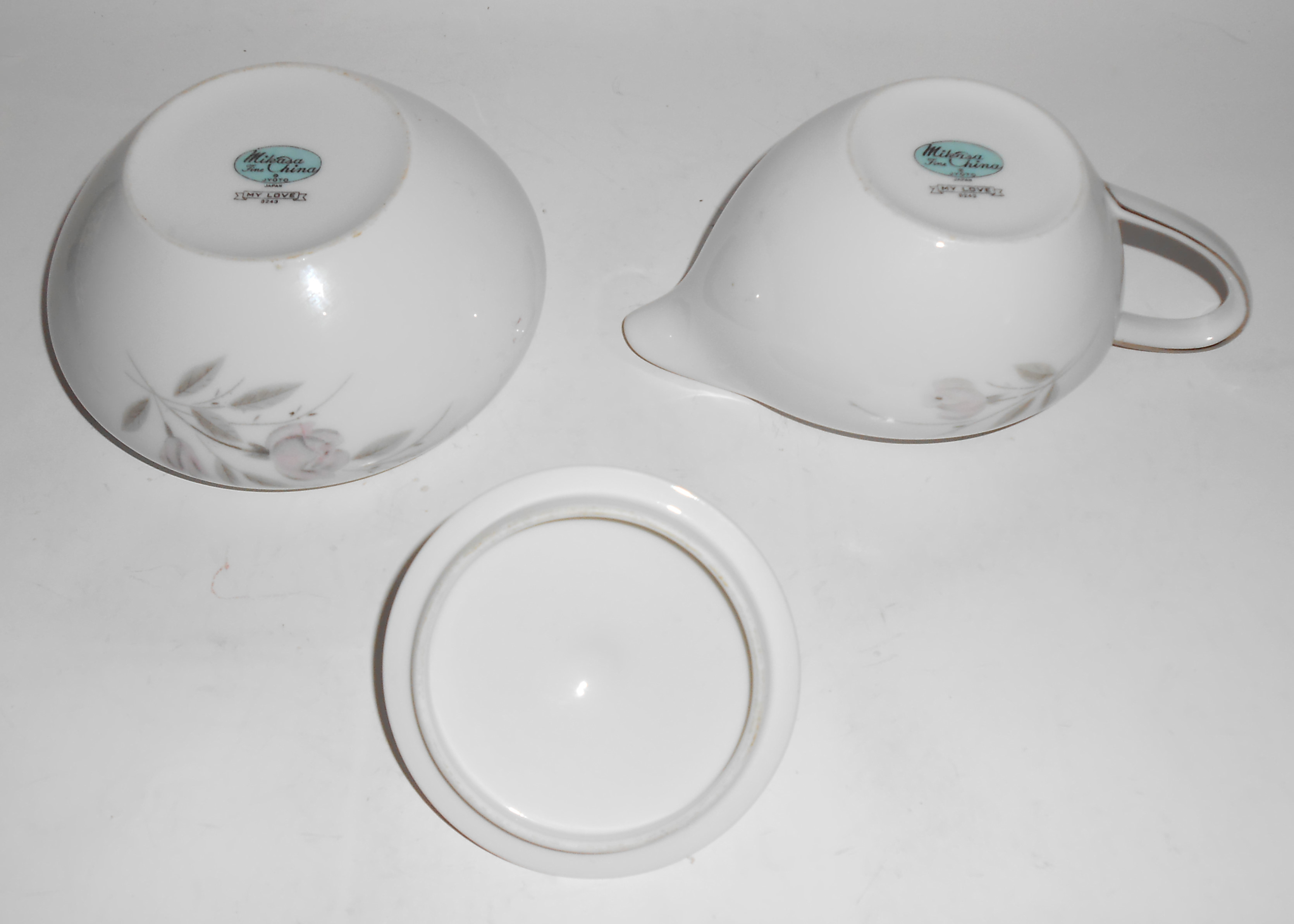 Mikasa China Porcelain Platinum Band My Love Creamer/Su