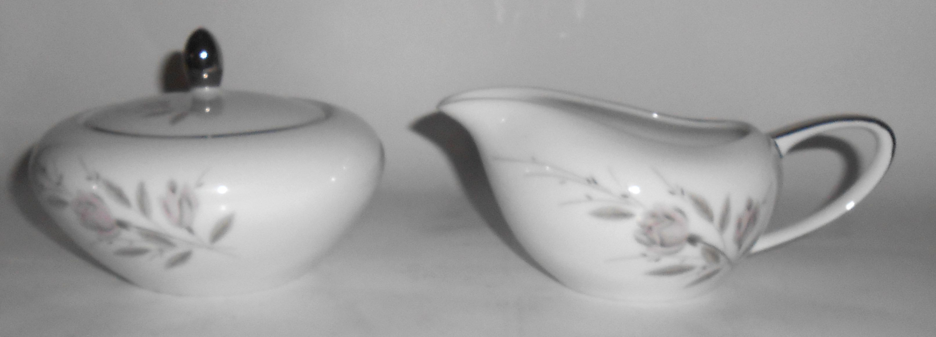 Mikasa China Porcelain Platinum Band My Love Creamer/Su