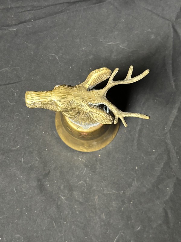 Vintage Brass Stag Head Stirrup Cup Jigger Deer Hunting Cabin Barware Bell
