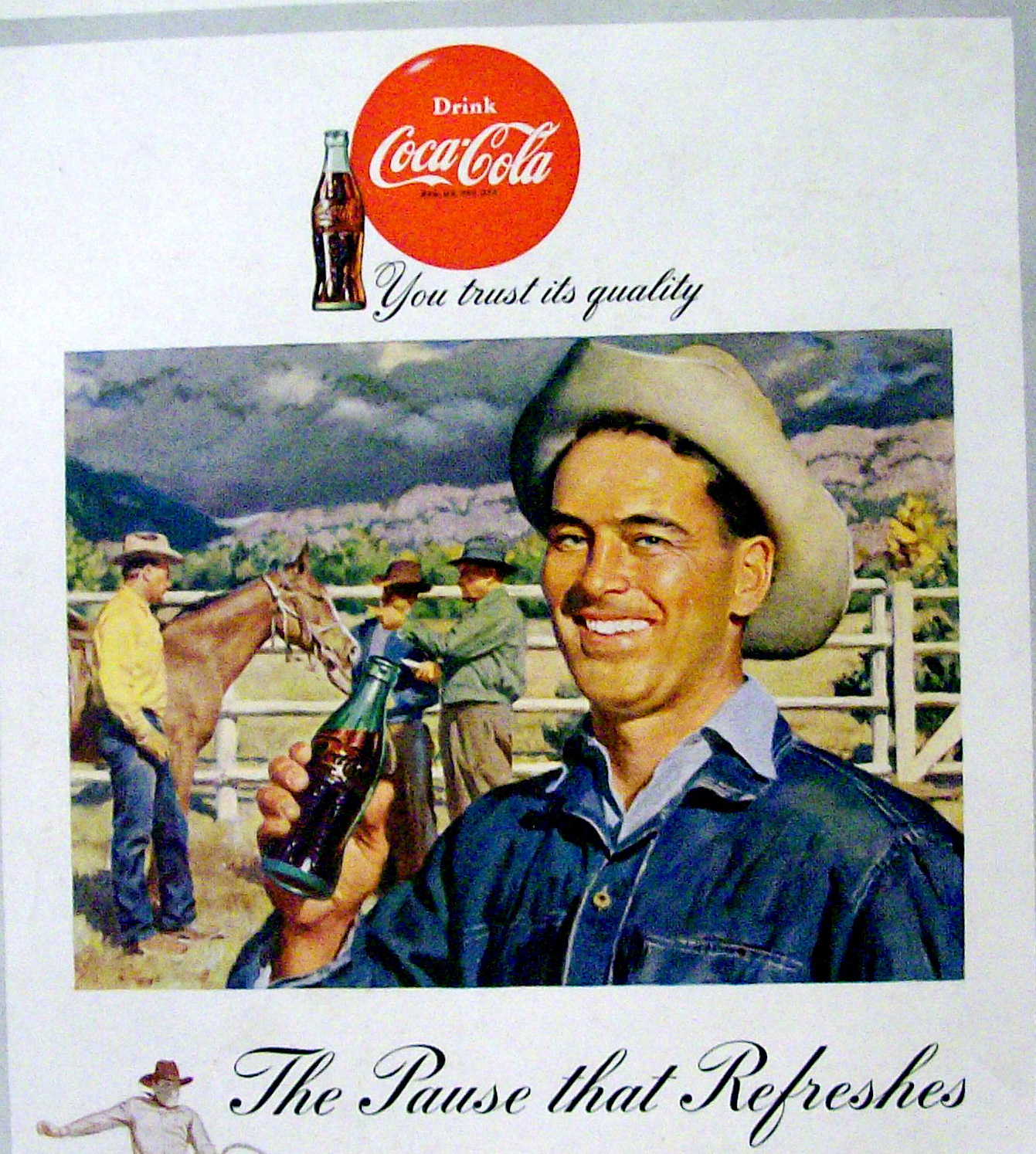 1953 Coca Cola with Man Smiling & Holding a Coke