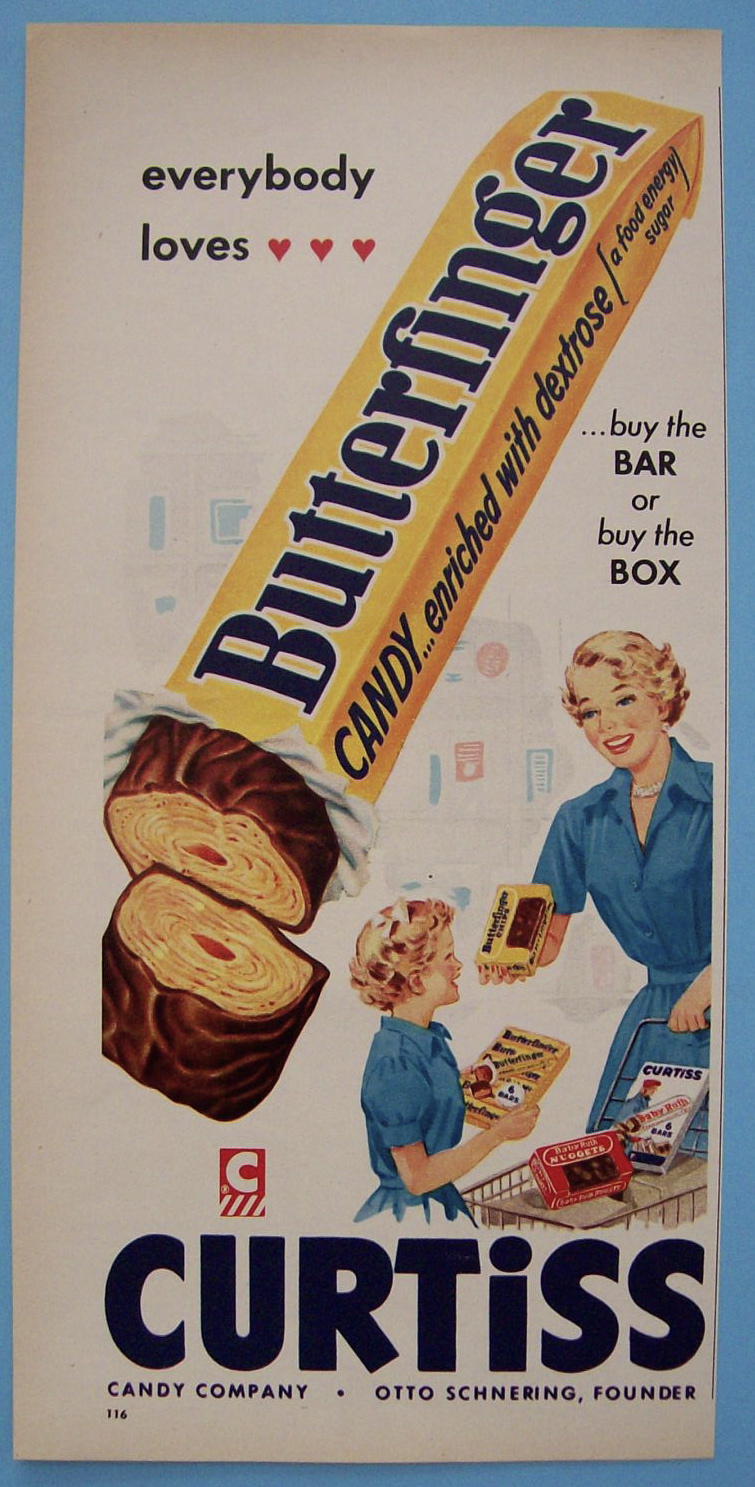 Vintage Ad: 1954 Curtiss Butterfinger Candy Bar