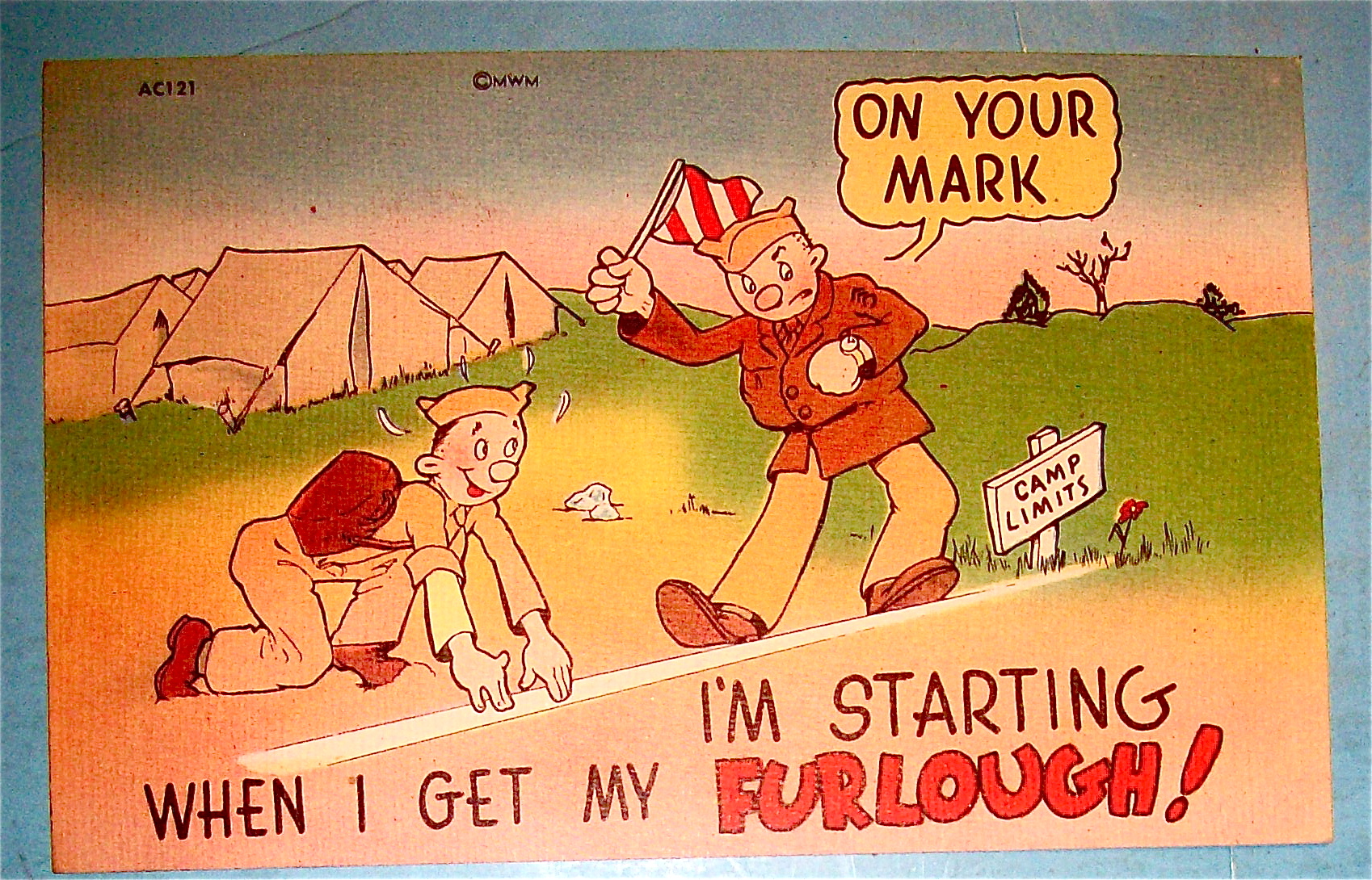 Soldier At Starting Line For Race Postcard