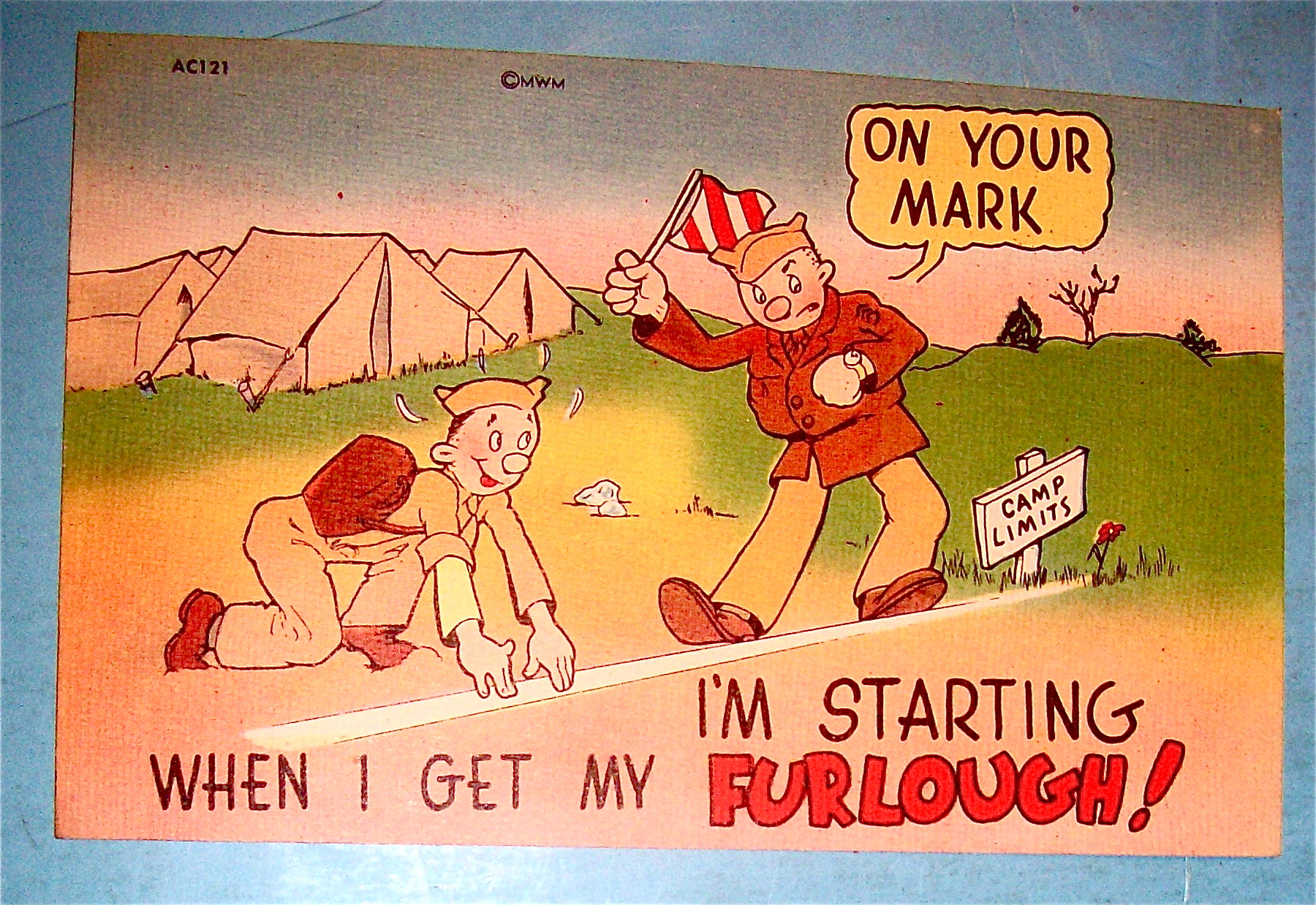 Soldier At Starting Line For Race Postcard