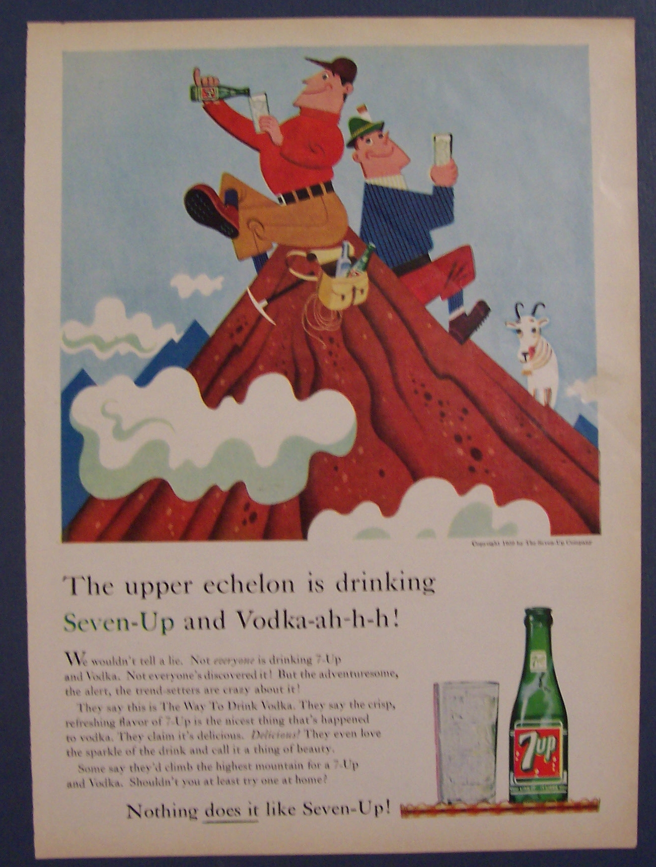 1959 7 Up (Seven Up) with Two Men Sitting on Mountain