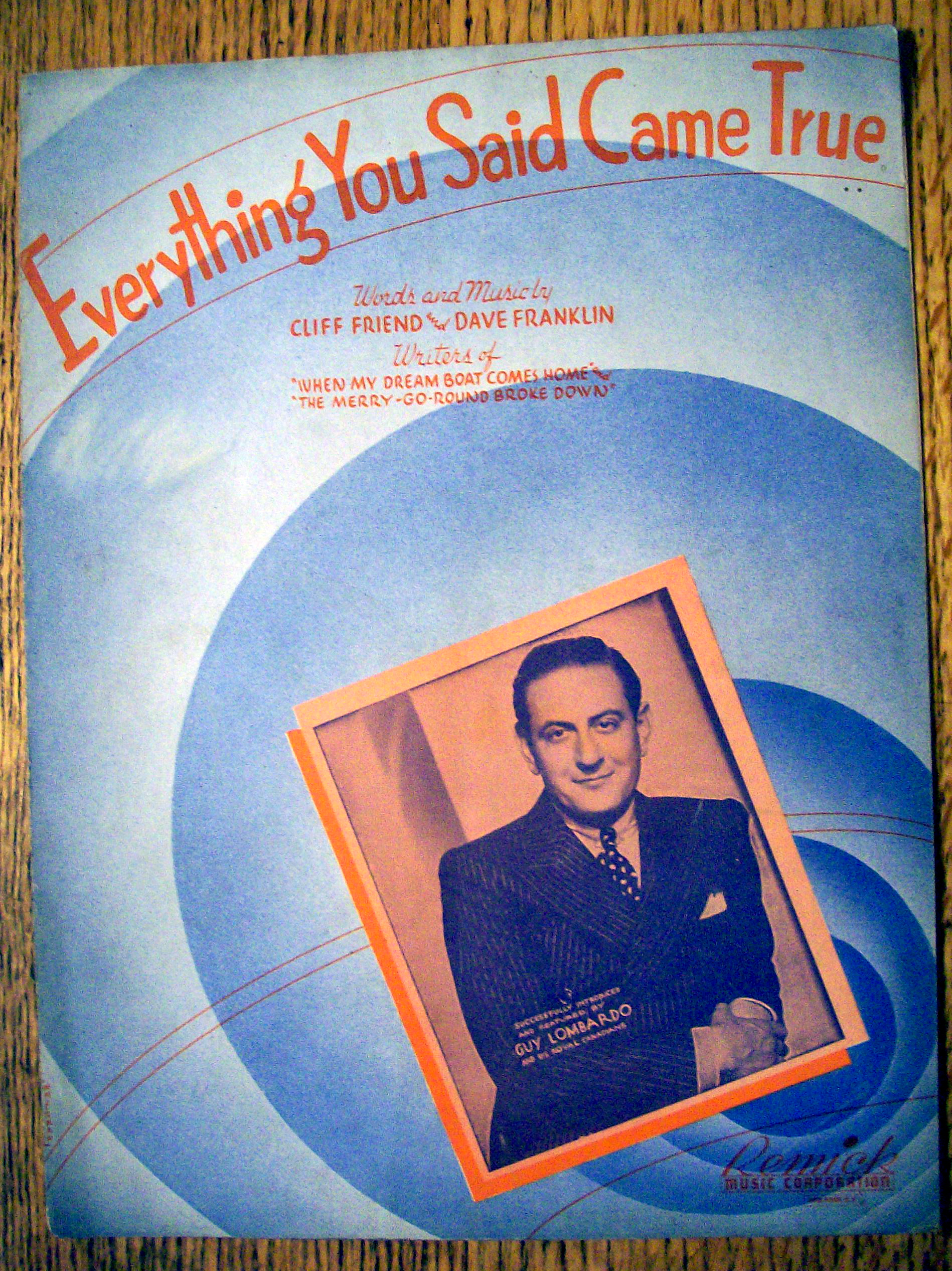 Sheet Music for 1937 Everything You Said Came True