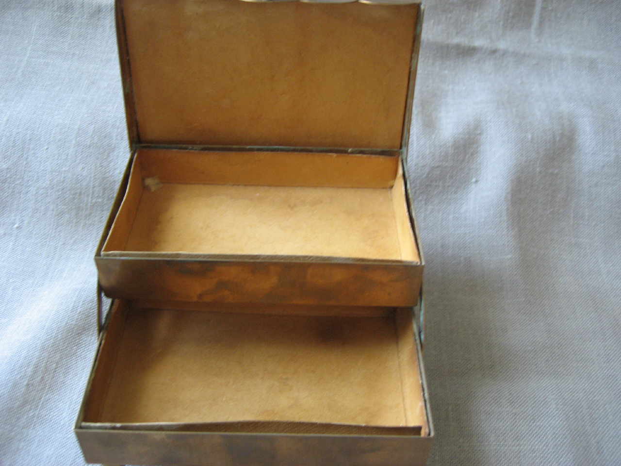 Brass Rhinestone Jewelry Box or Cigarette Cas