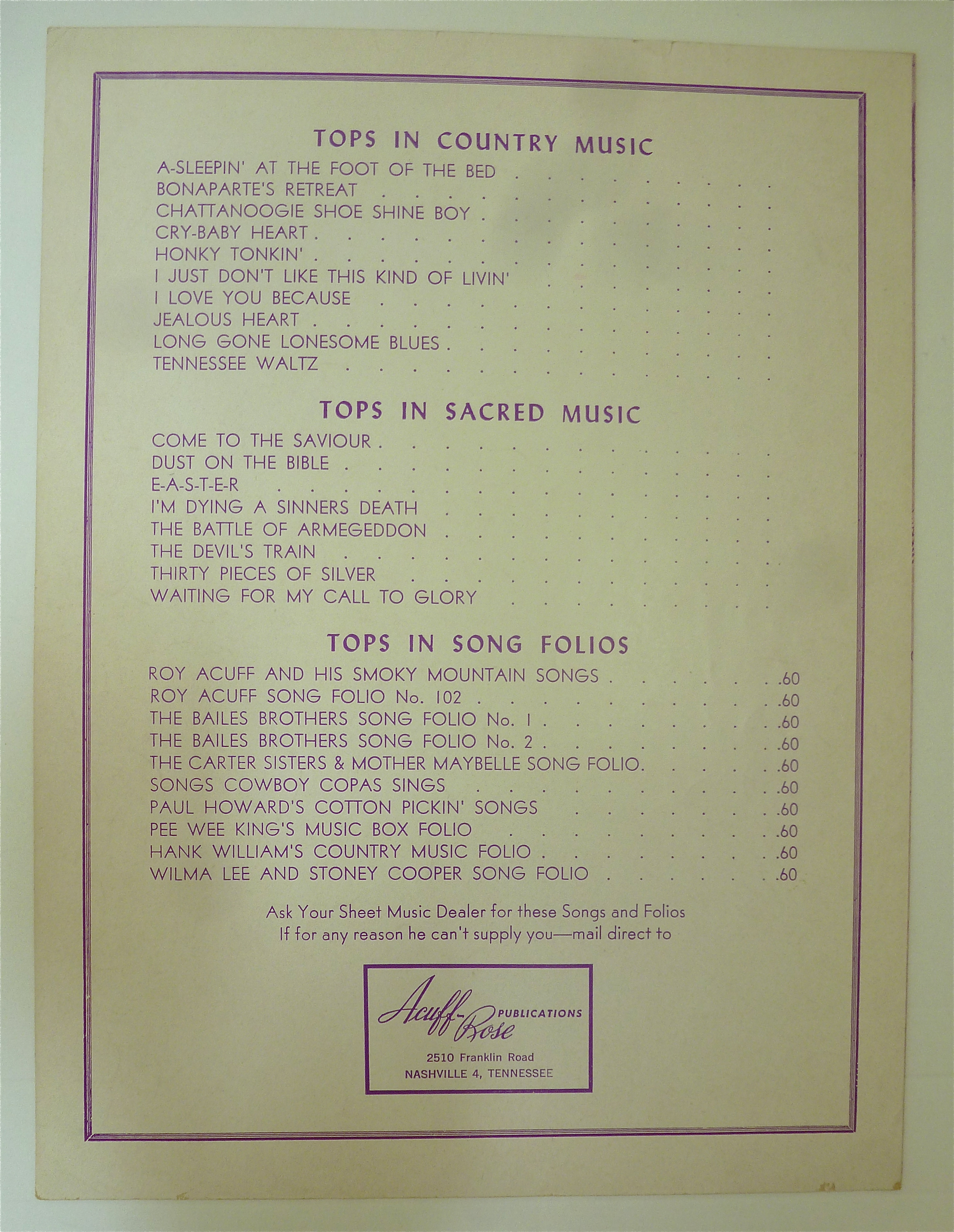 Sheet Music For 1951 Me & My Broken Heart