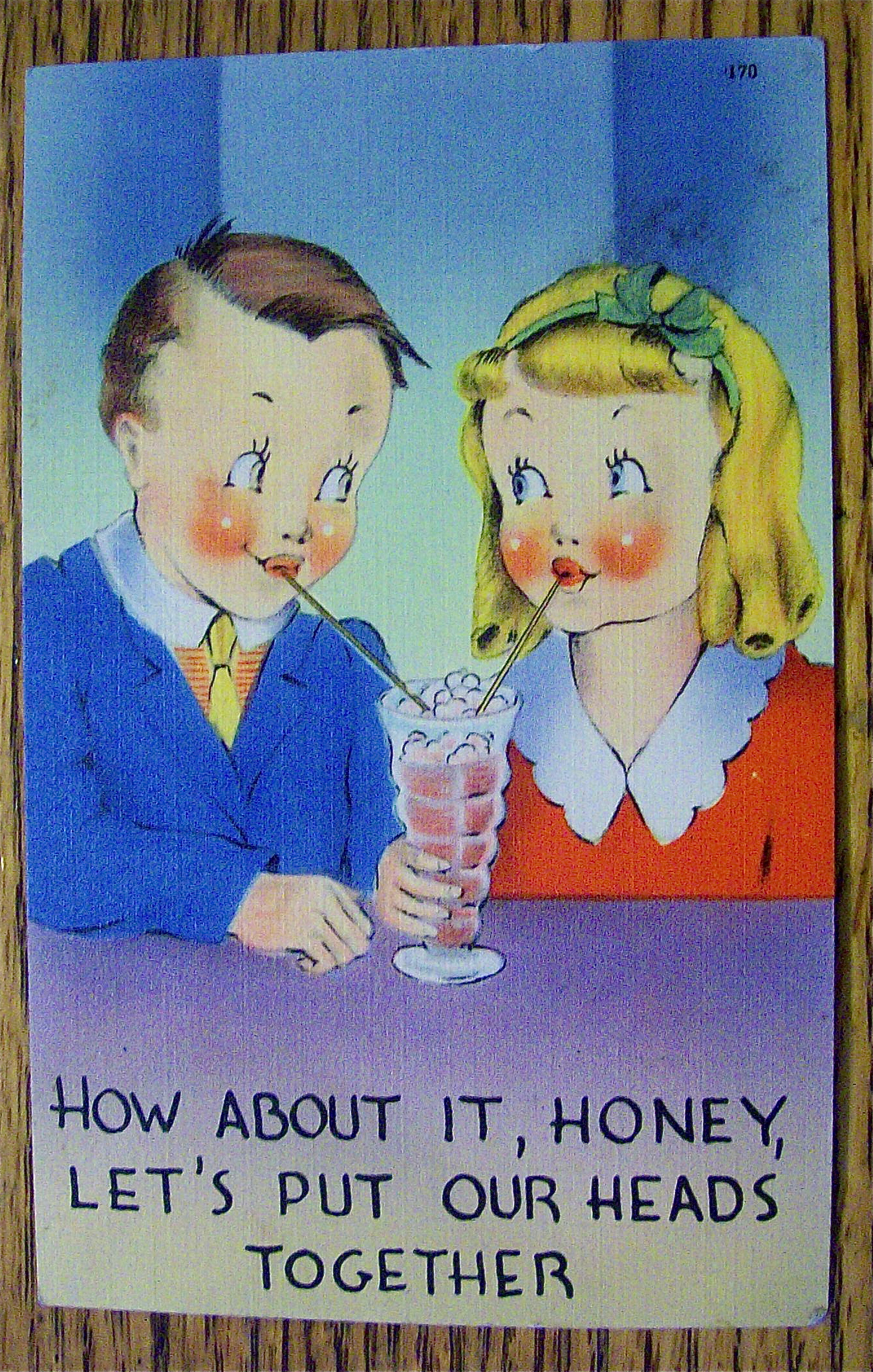 Boy And Girl Sharing A Shake Postcard