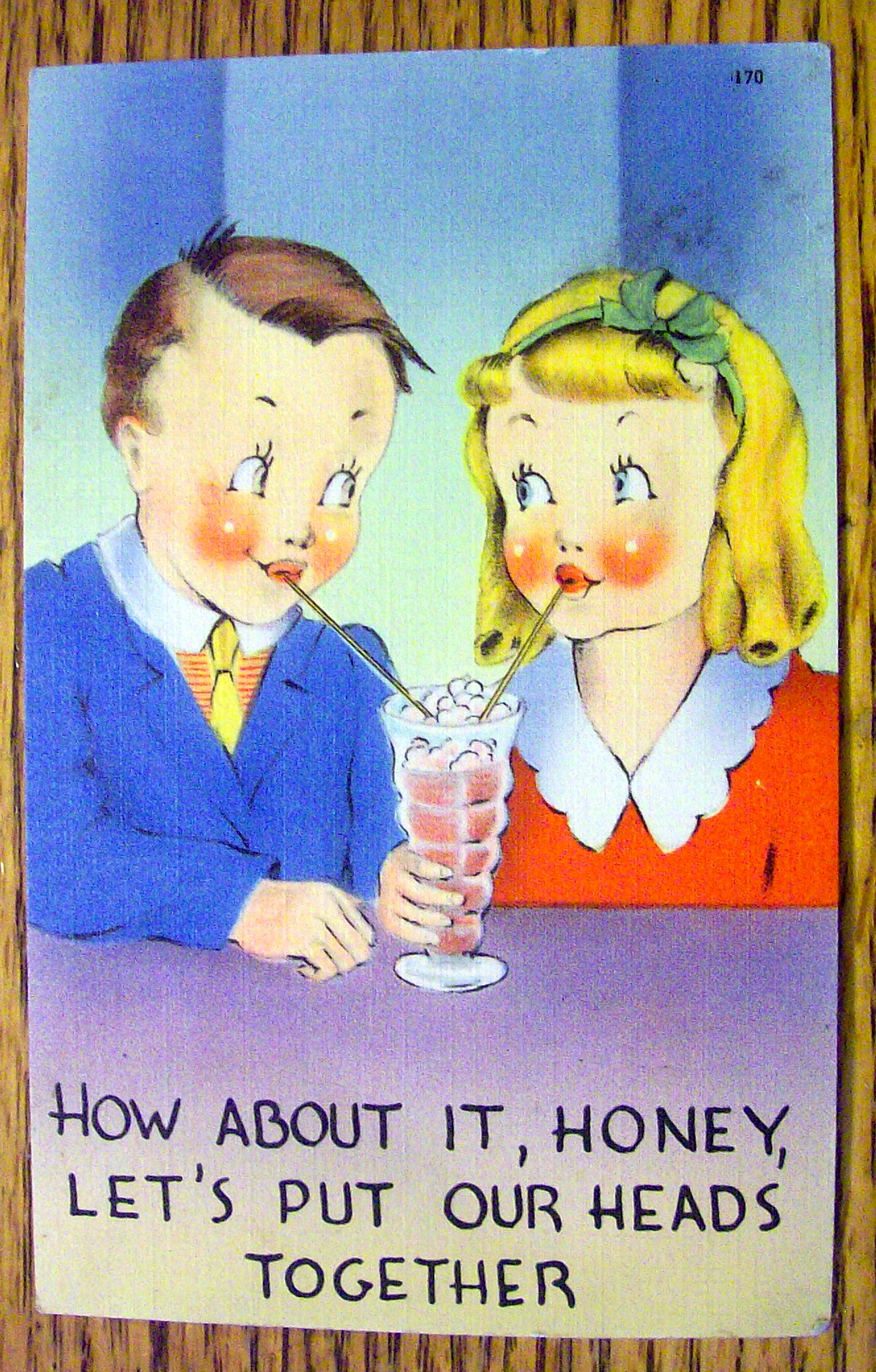 Boy And Girl Sharing A Shake Postcard