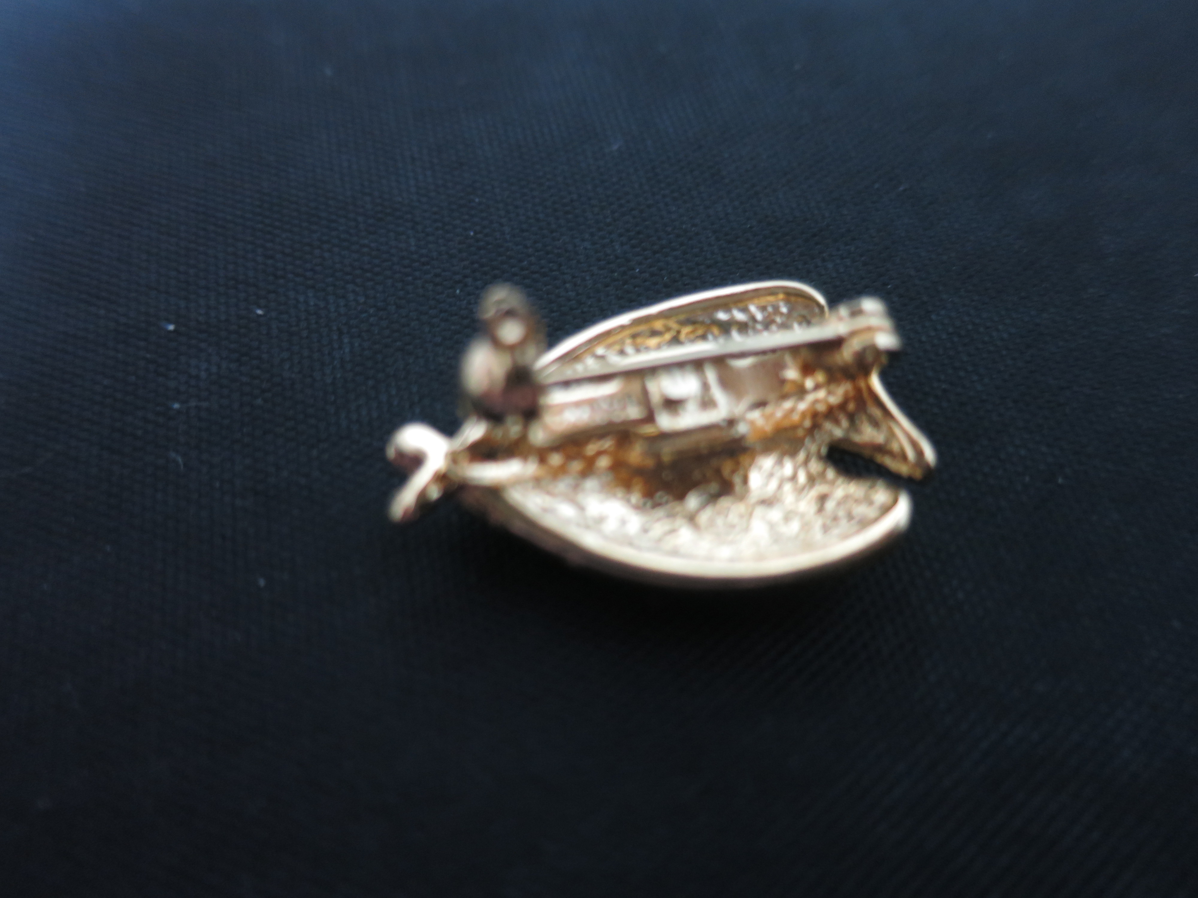 Enamel Painted Fish pin brooch with ruby rhinestone eye