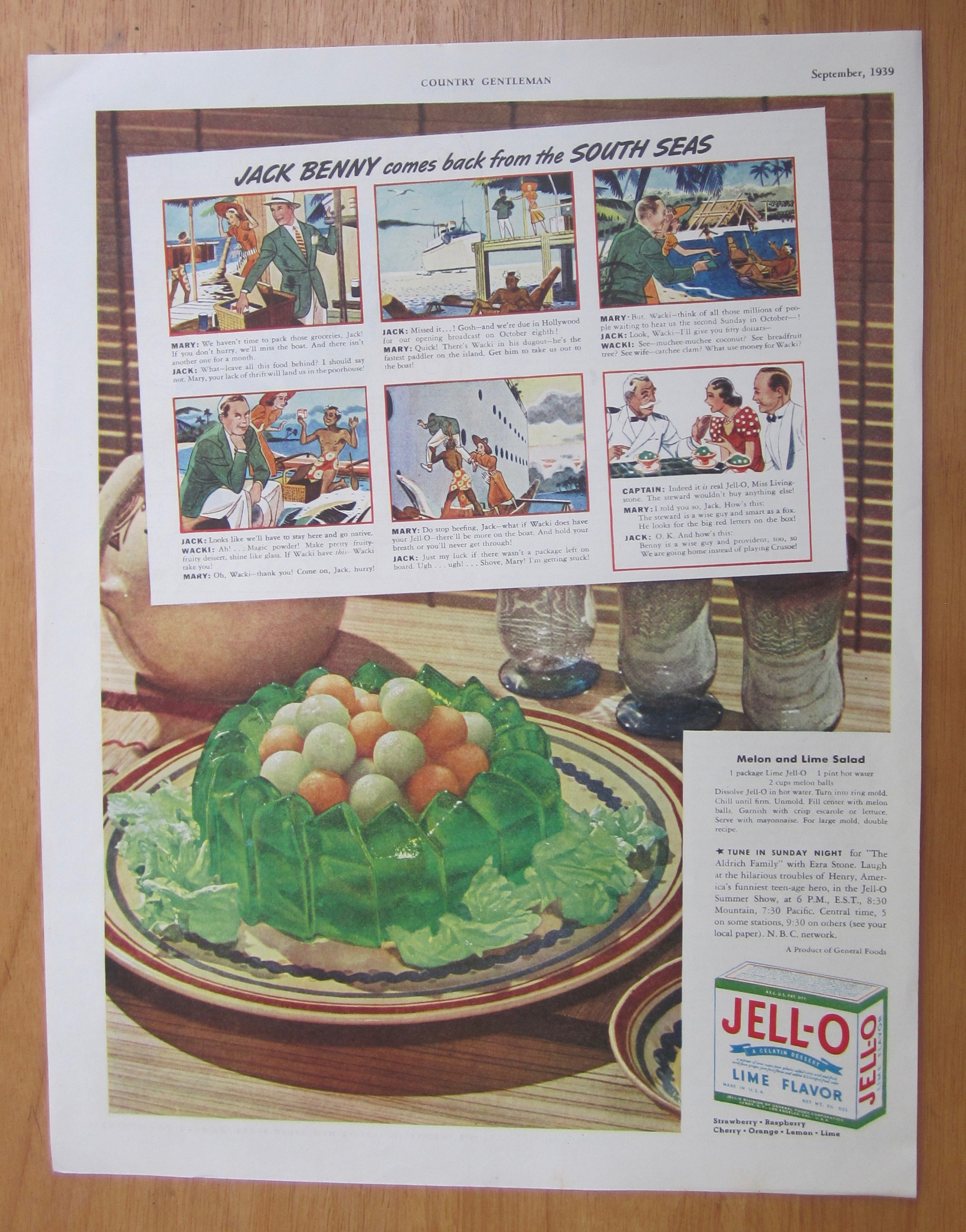 1939 Lime Jell-O with Jack Benny & The South Seas