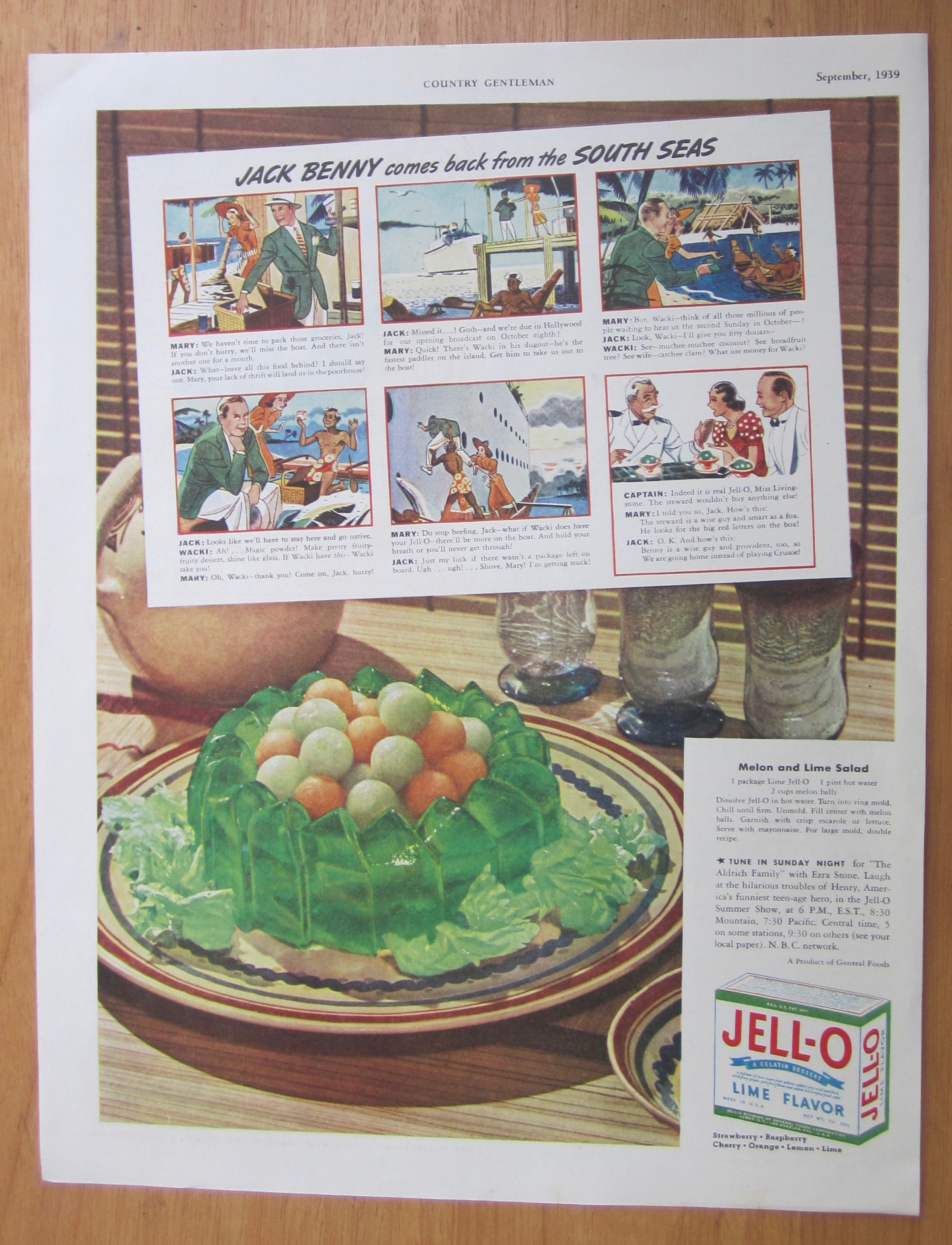 1939 Lime Jell-O with Jack Benny & The South Seas