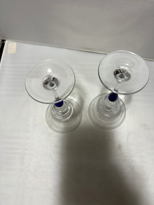 Venise Saphire Tear Drop Single Light Candleholder 2pc set by Cristal D'arques Durand France