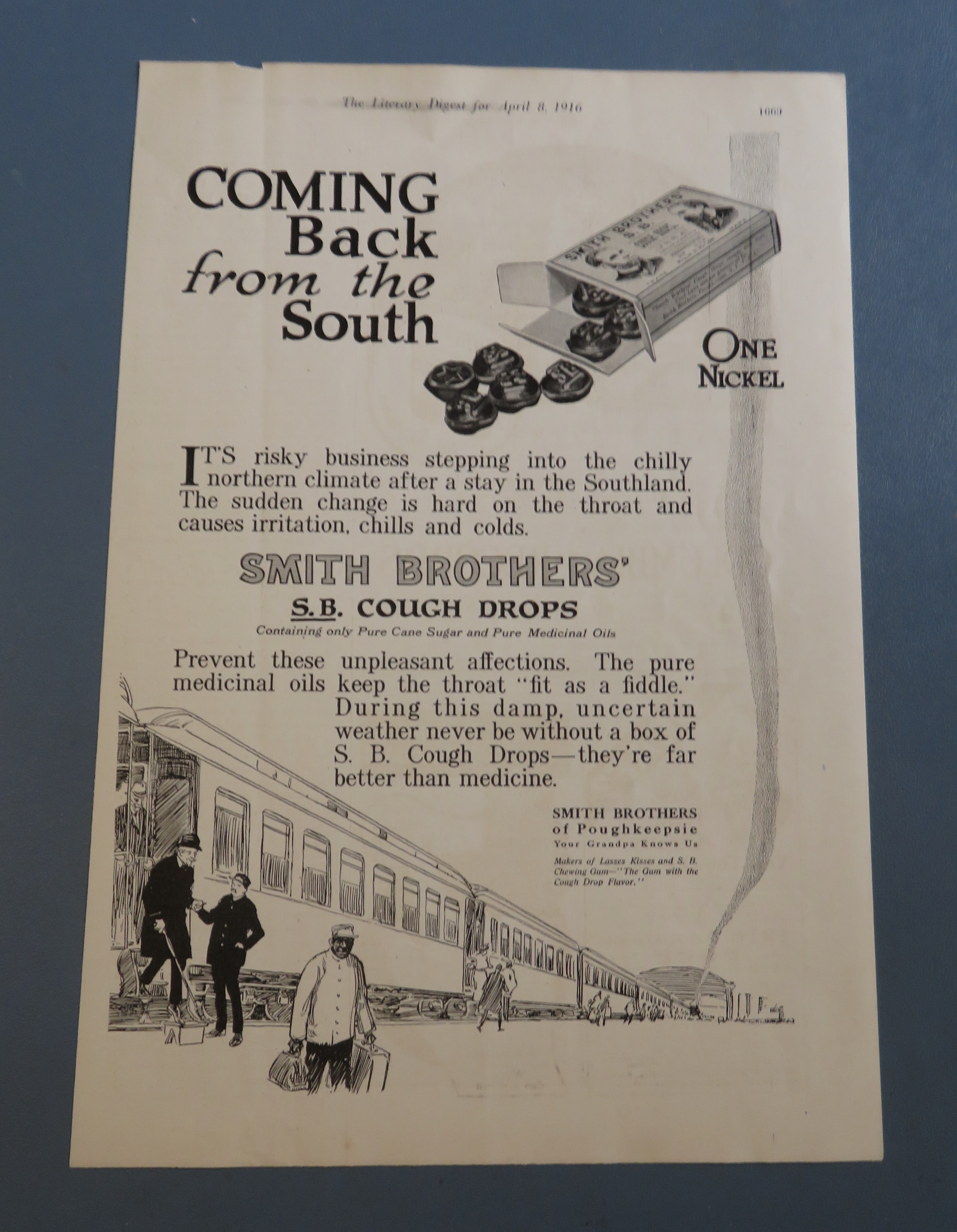 1916 Smith Brothers Cough Drops with People & Trains