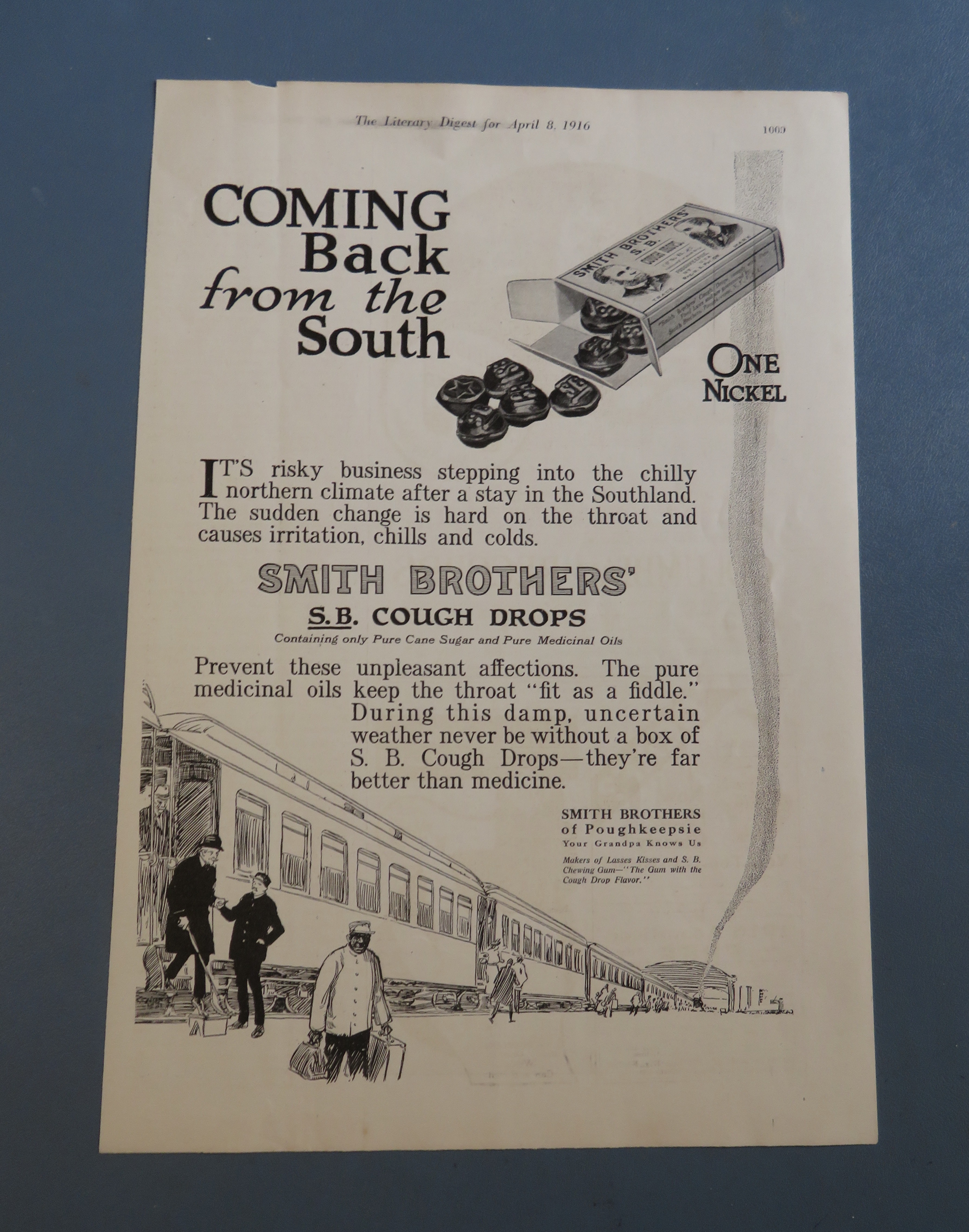 1916 Smith Brothers Cough Drops with People & Trains