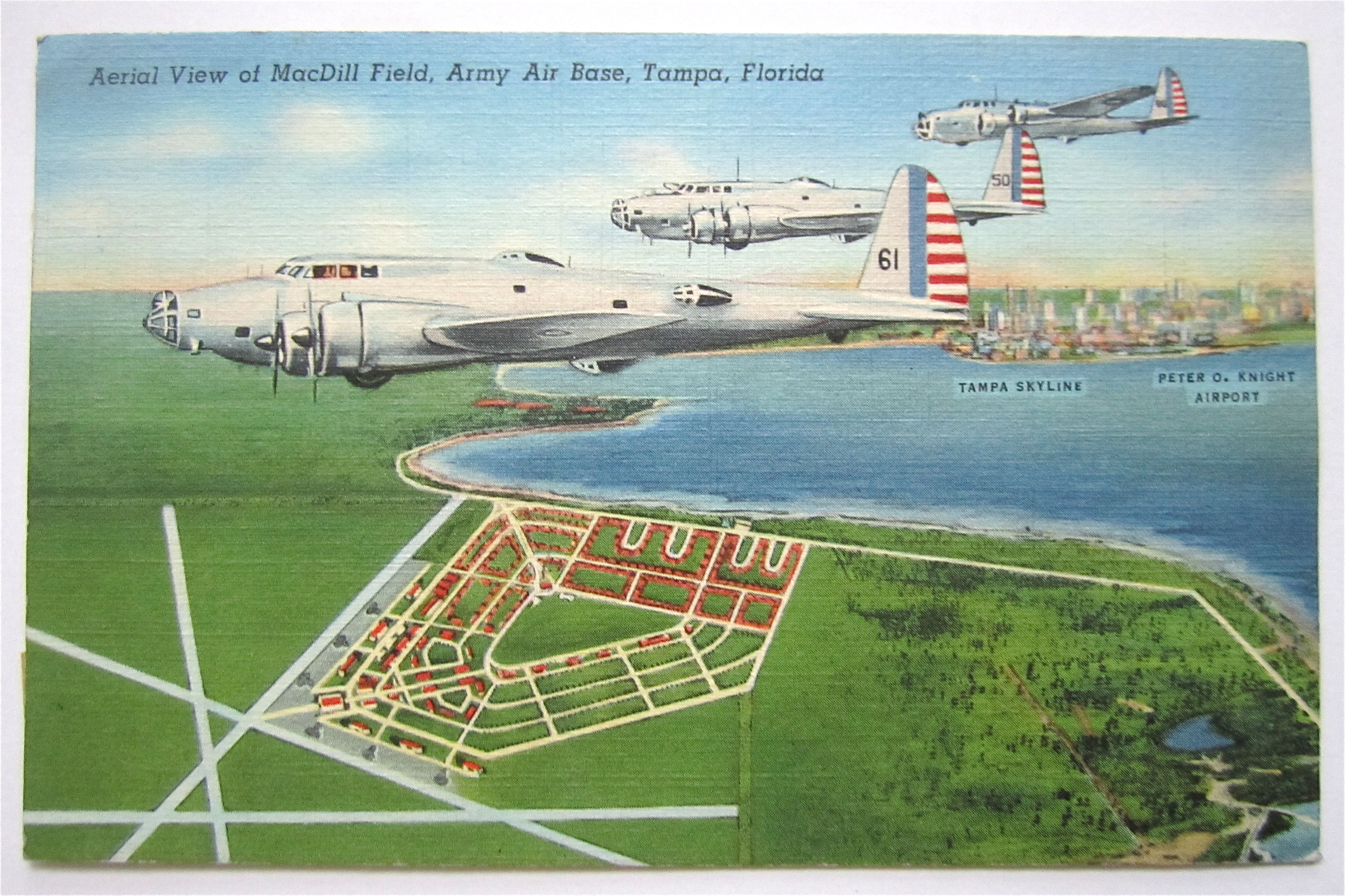 Aerial View Of MacDill Field, Tampa, FL Postcard