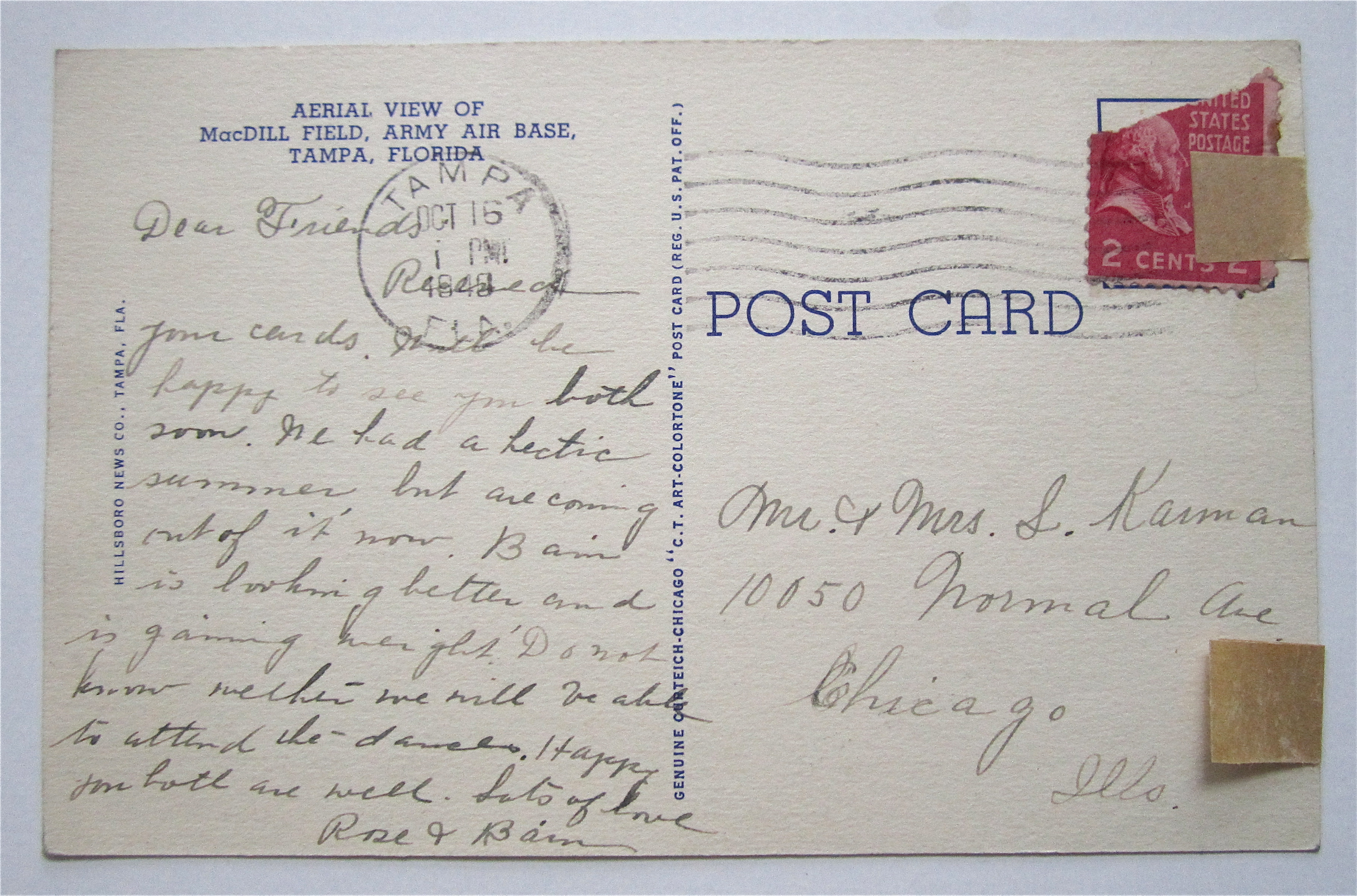Aerial View Of MacDill Field, Tampa, FL Postcard