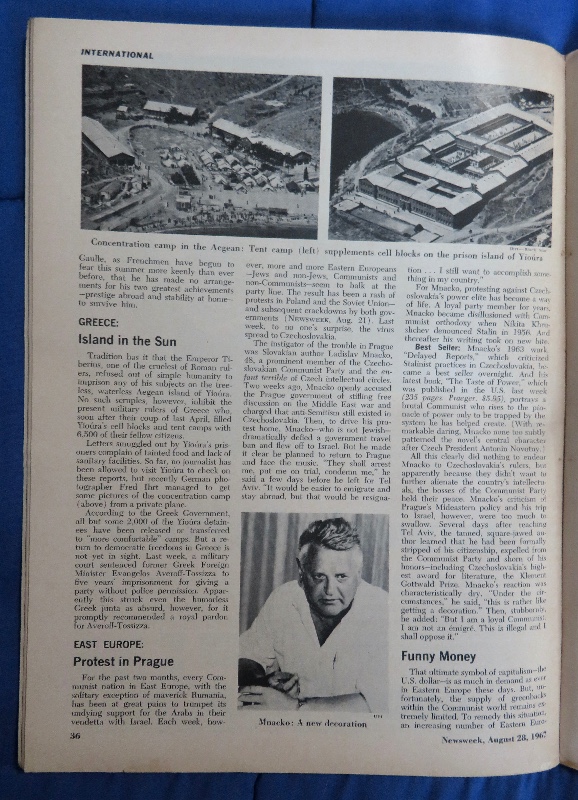 Newsweek Magazine August 28, 1967 France's Fading Hero Charles De Gaulle