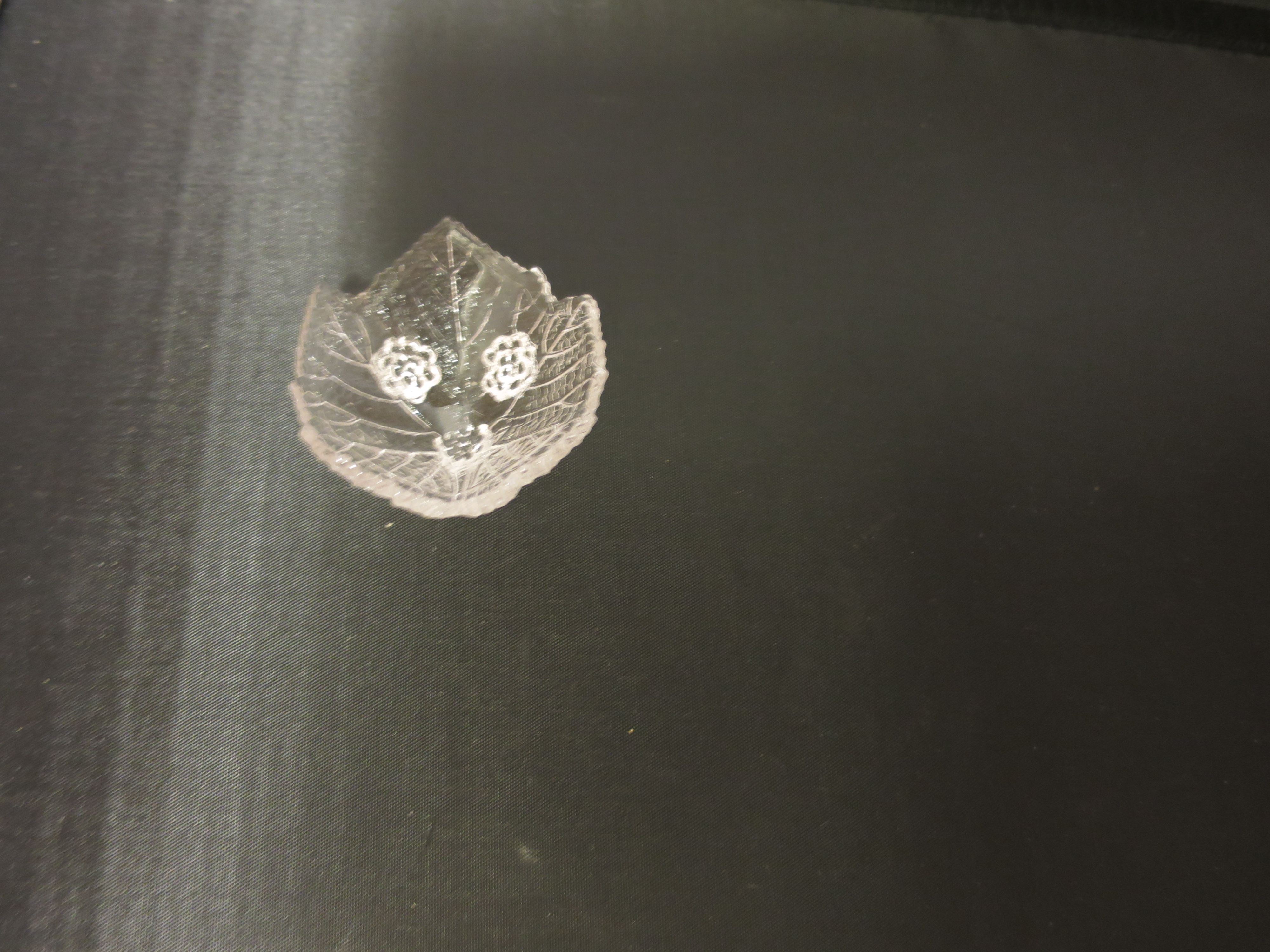 Open Salt Cellar Pattern Glass Maple Leaf Clear Footed