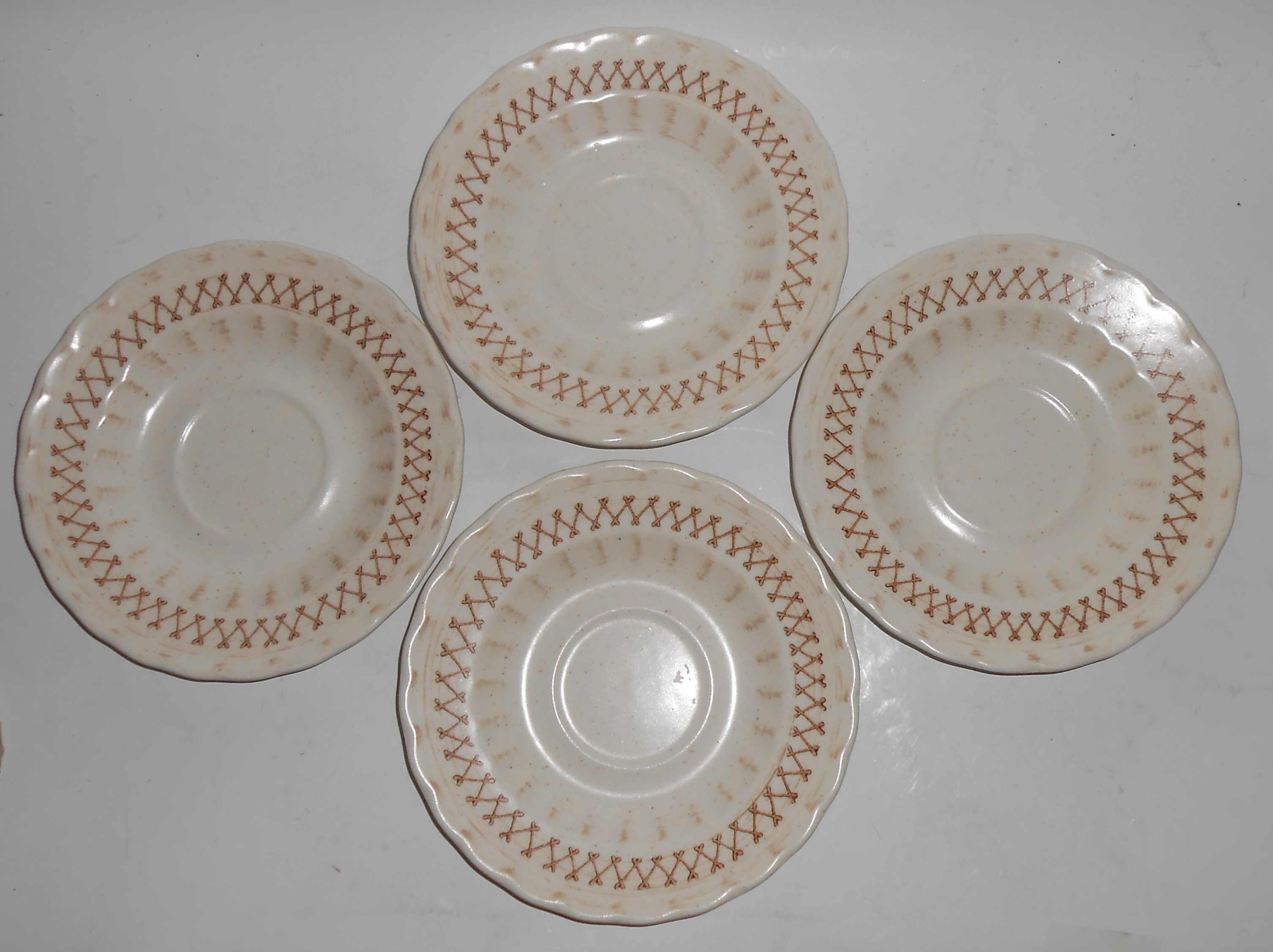 Metlox Poppy Trail Pottery Fruit Basket Set/4 Saucers