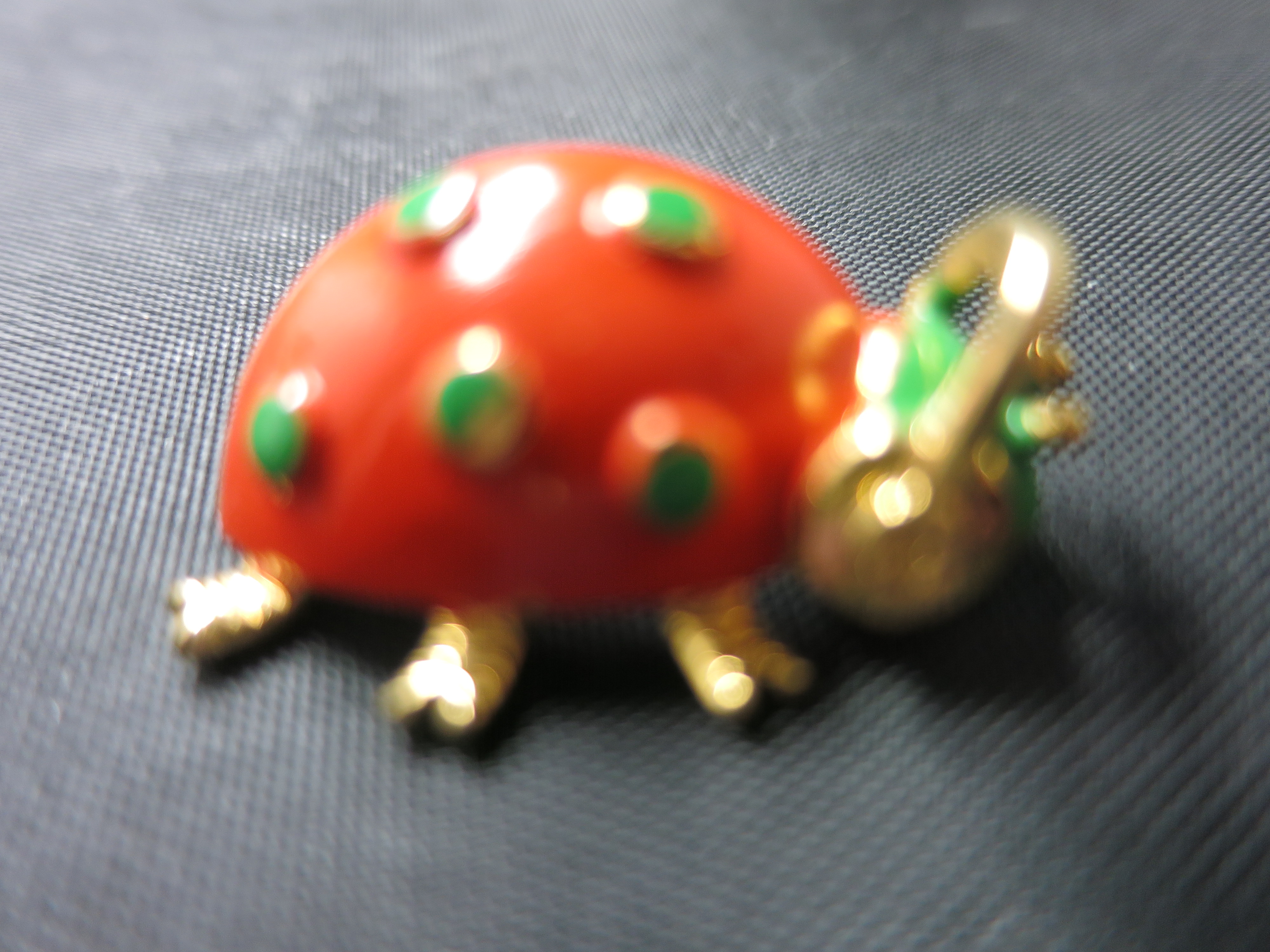 Enamel Painted Lady Bug Pin Unsigned