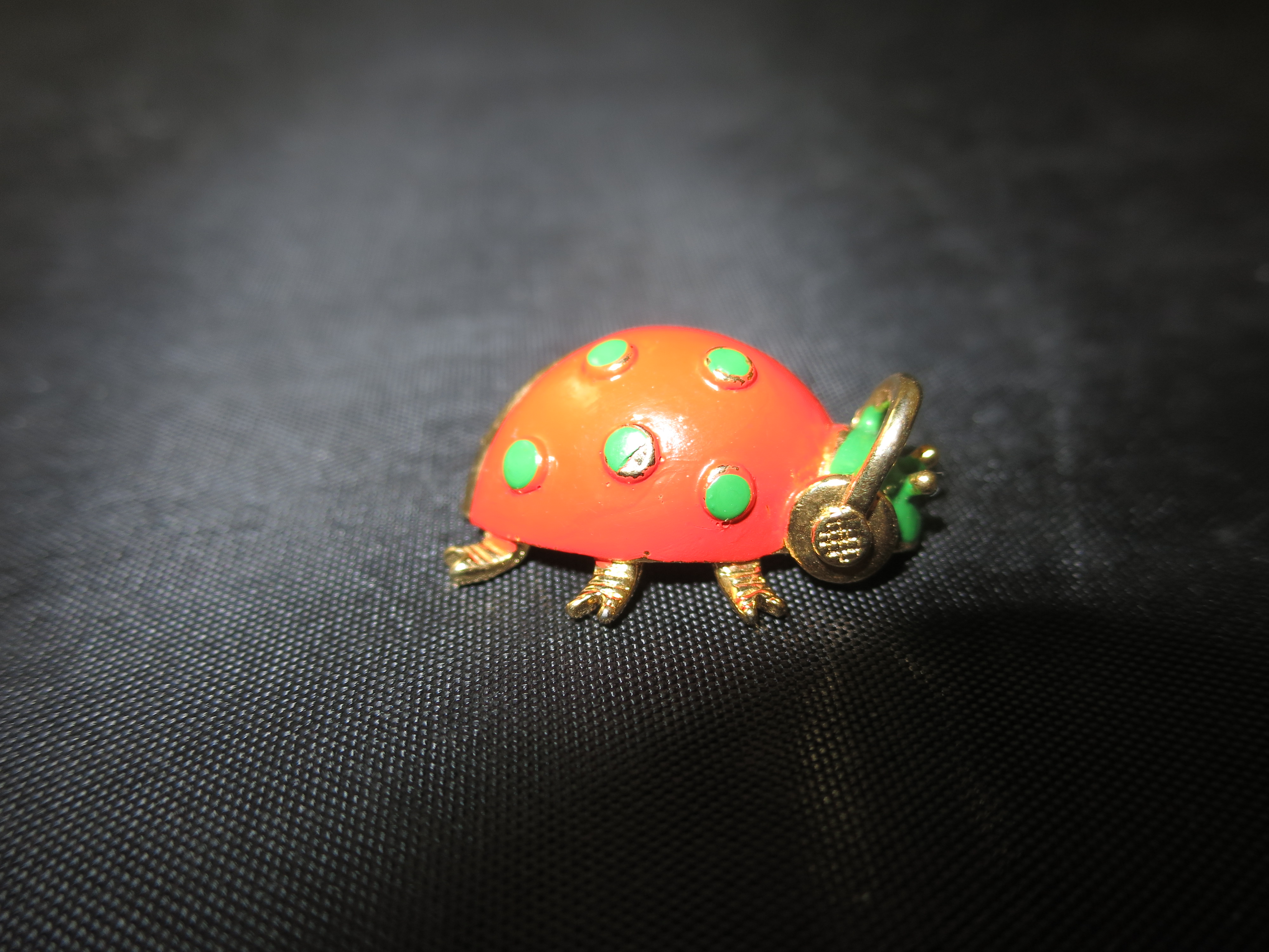Enamel Painted Lady Bug Pin Unsigned