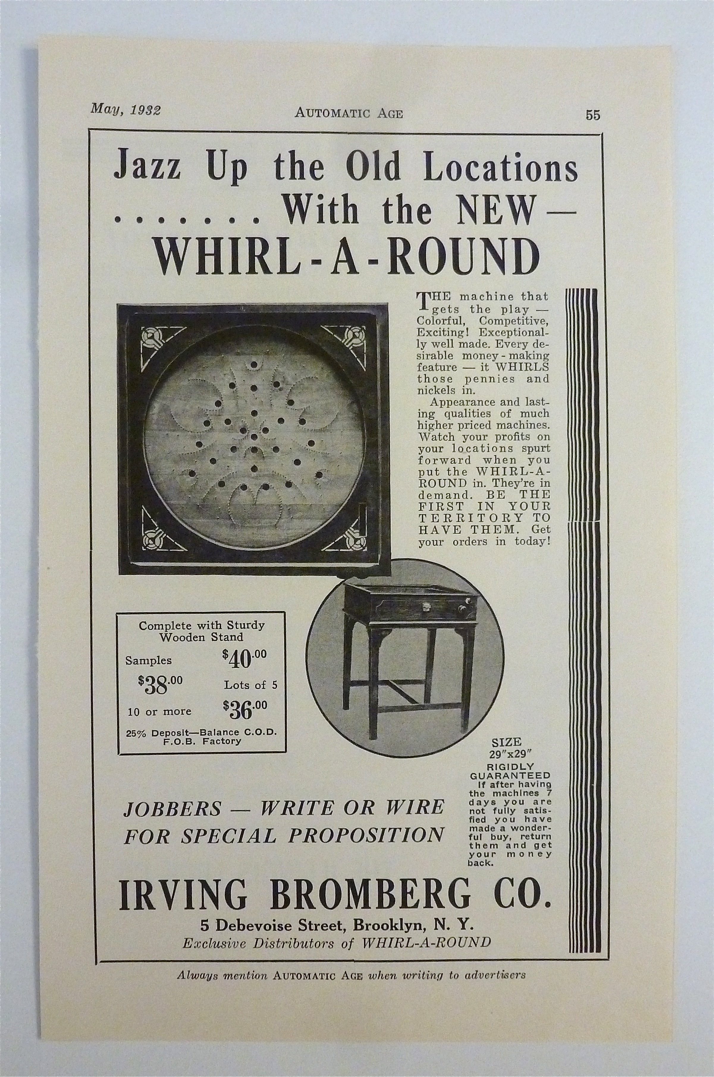 1932 Irving Bromberg Co. with Whirl-A-Round Game