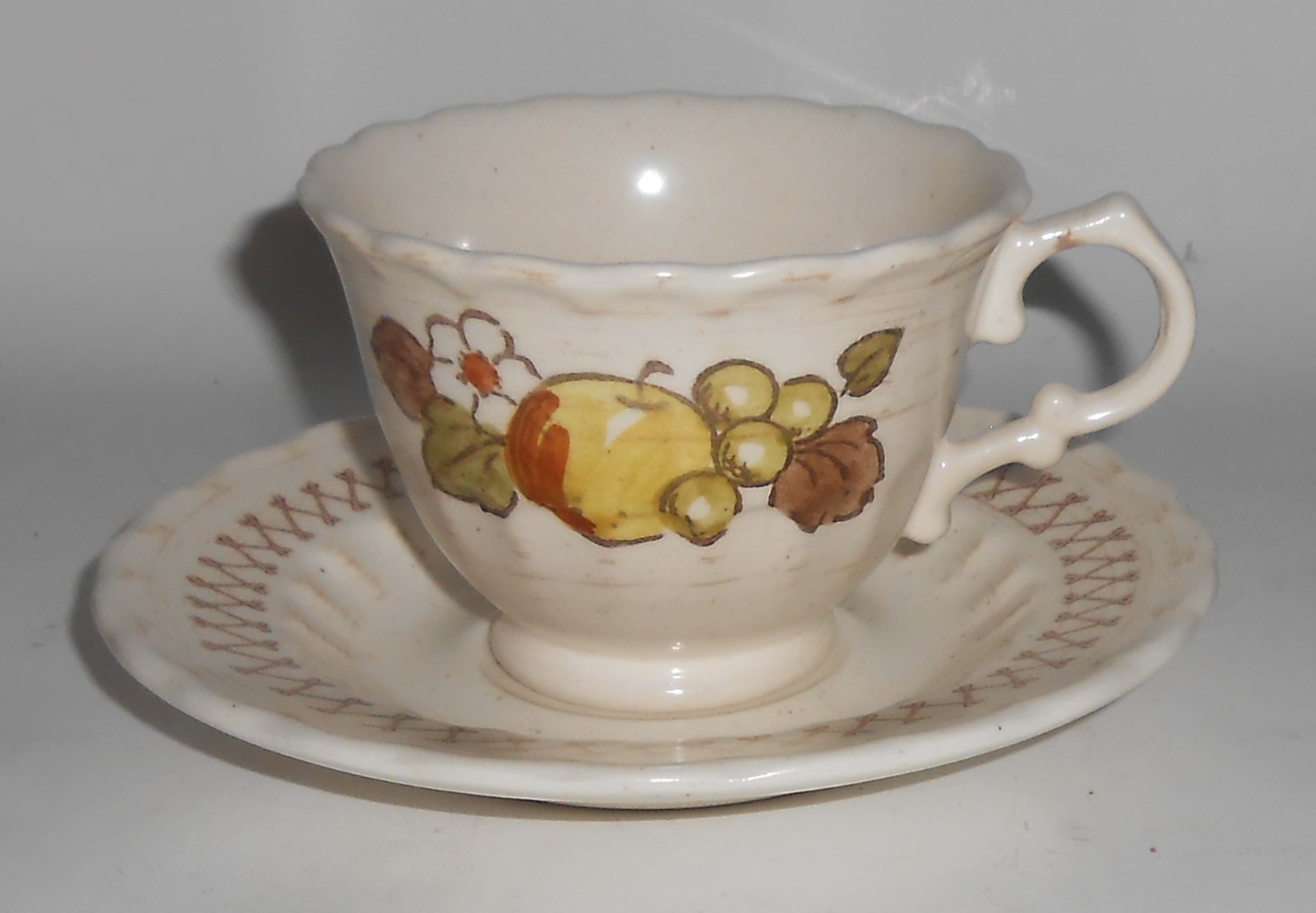 Metlox Poppy Trail Pottery Fruit Basket Cup & Saucer