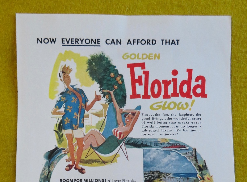 1953 Golden Florid Glow with Man Standing While a Woman Sits in a Chair