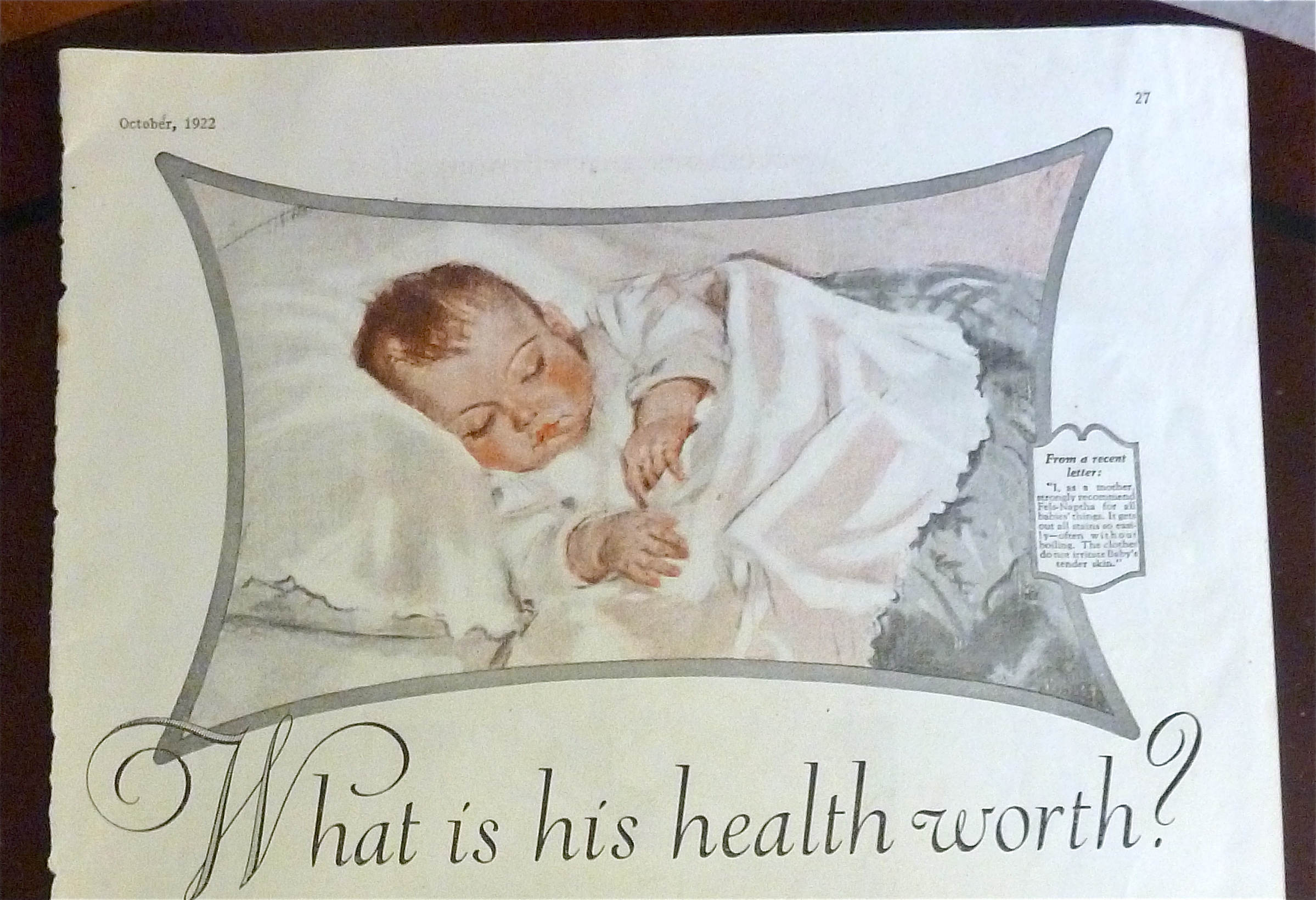 1922 Fels Naptha Soap with Little Baby Sleeping