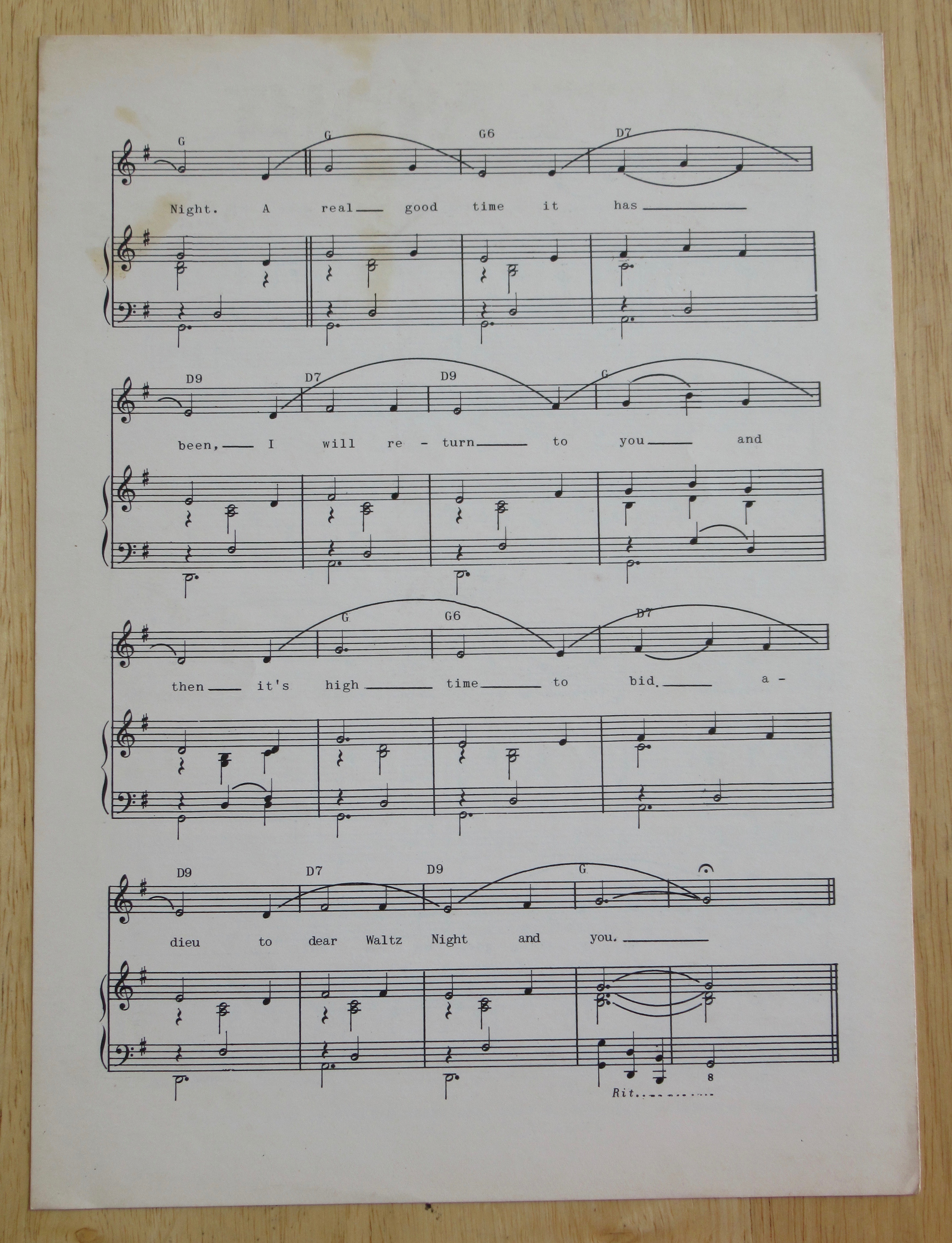 1950 Waltz Night In Milwaukee Sheet Music