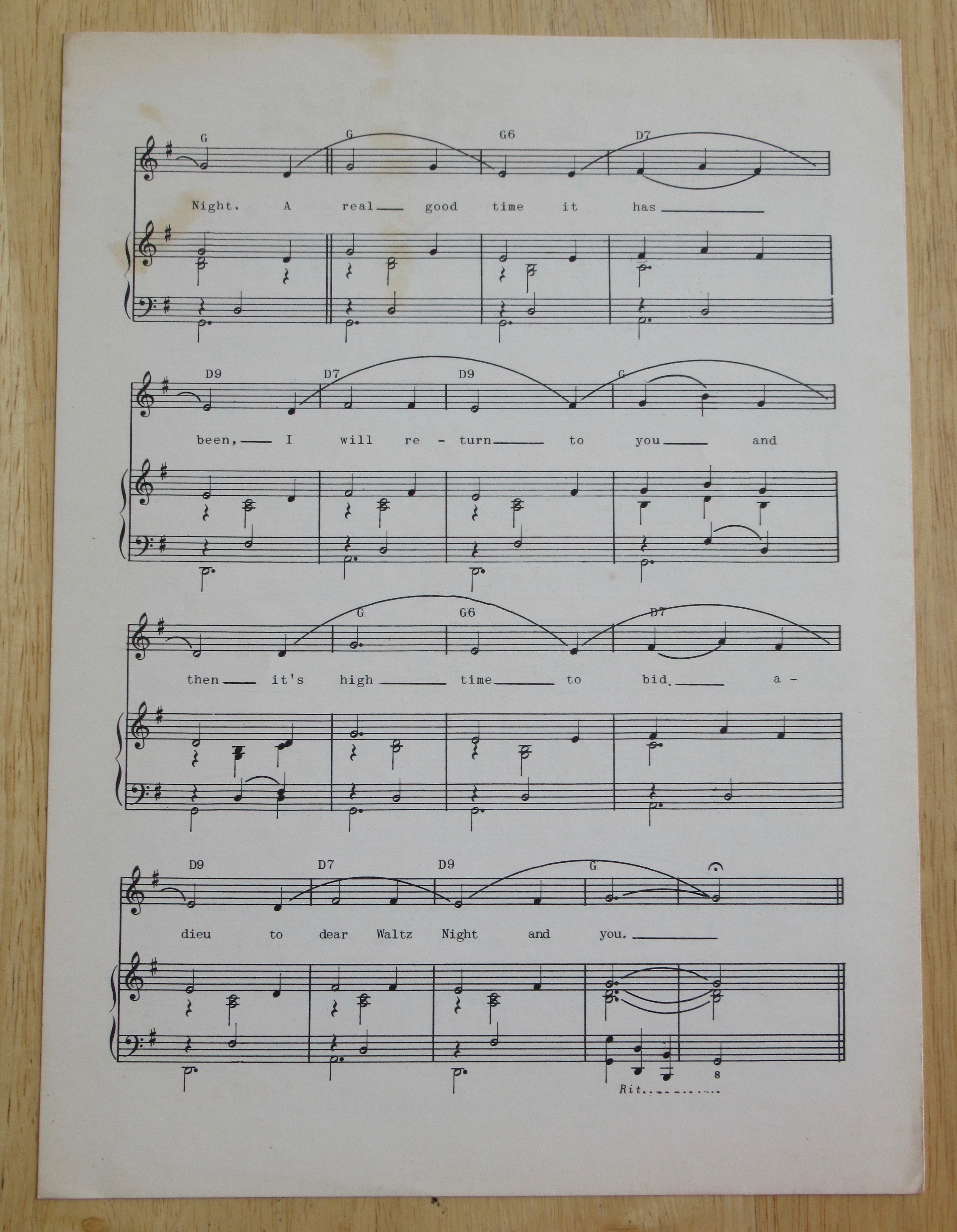 1950 Waltz Night In Milwaukee Sheet Music