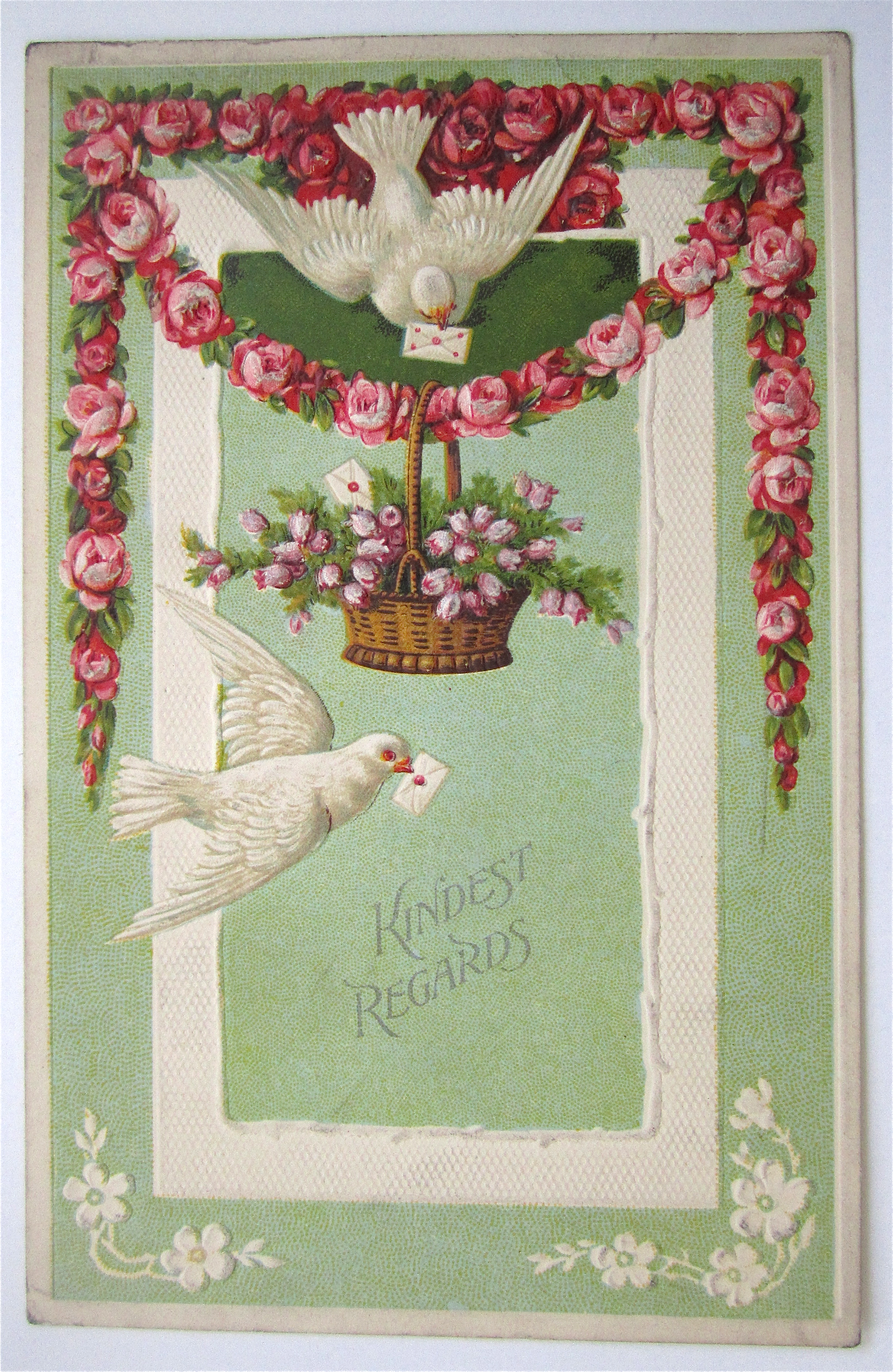 Doves Carrying Letters In Their Mouths Postcard
