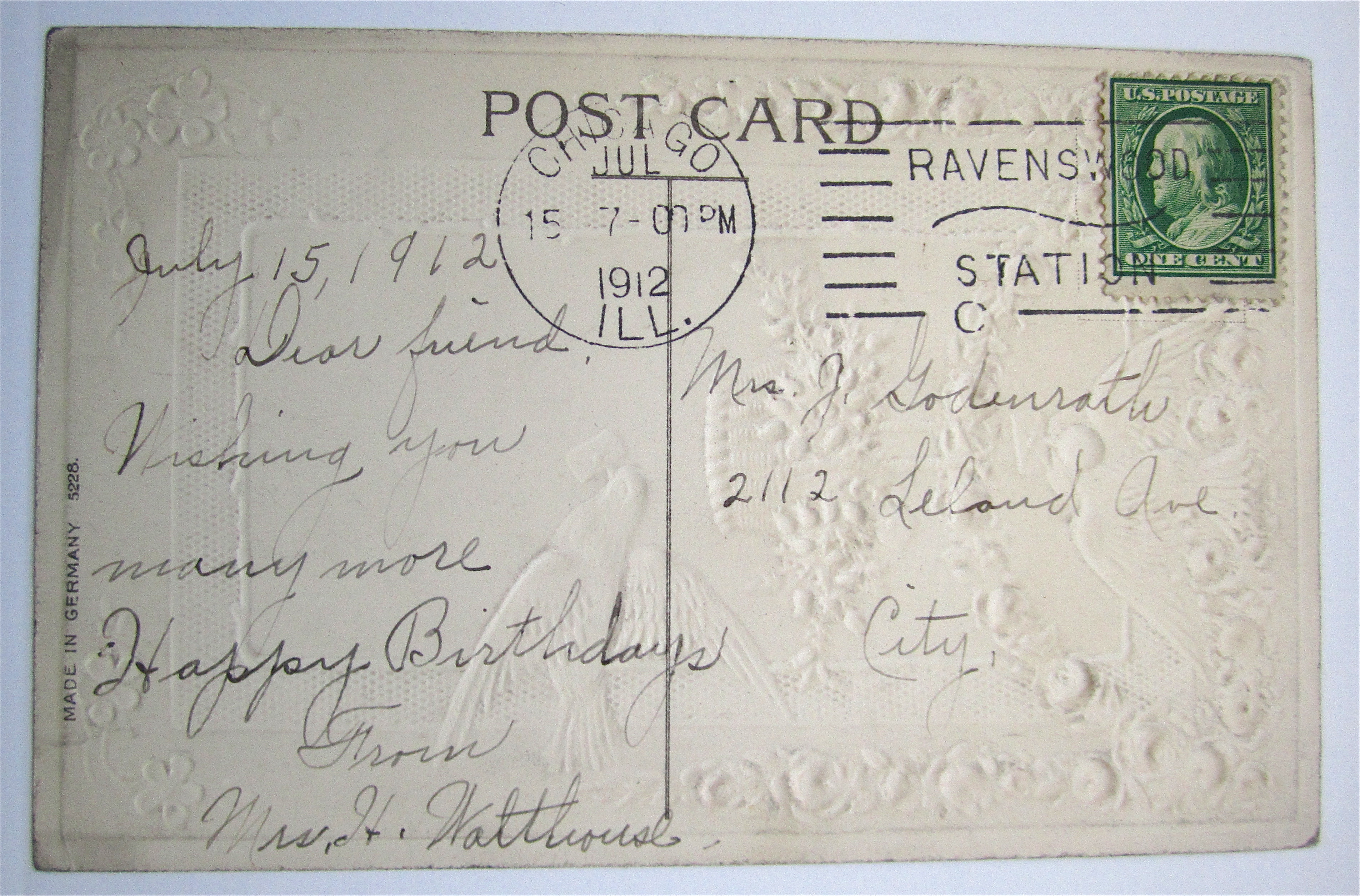 Doves Carrying Letters In Their Mouths Postcard