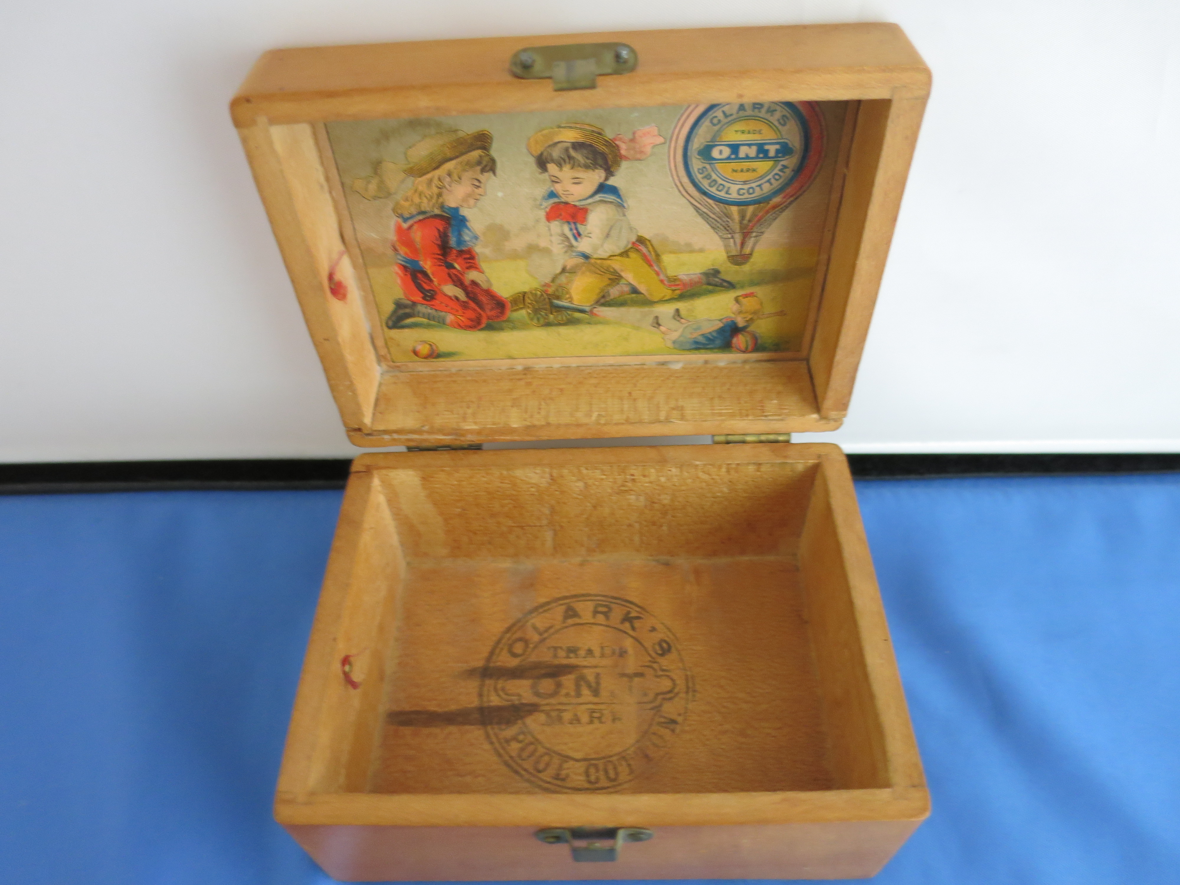 Victorian Clarks Spool Cotton Maple Wooden Box 1880s