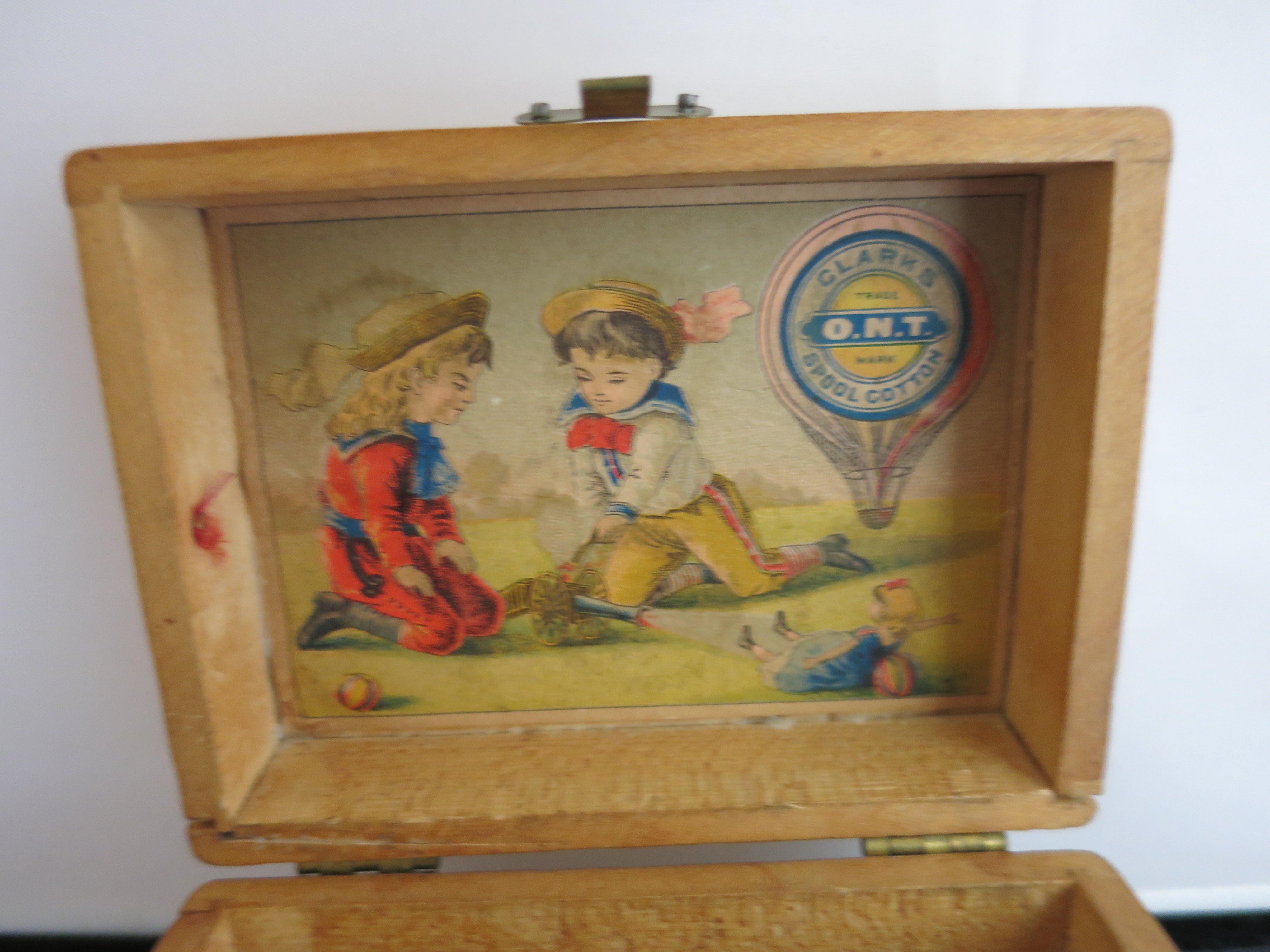 Victorian Clarks Spool Cotton Maple Wooden Box 1880s