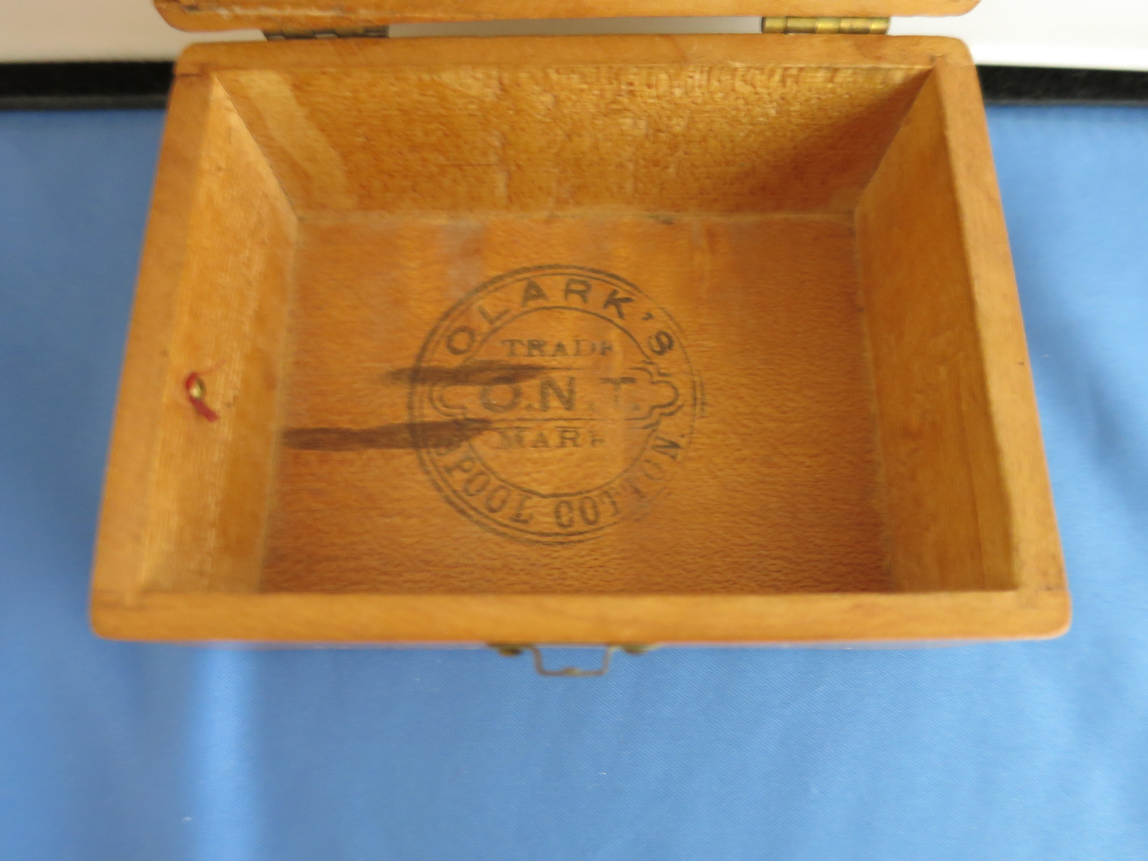 Victorian Clarks Spool Cotton Maple Wooden Box 1880s