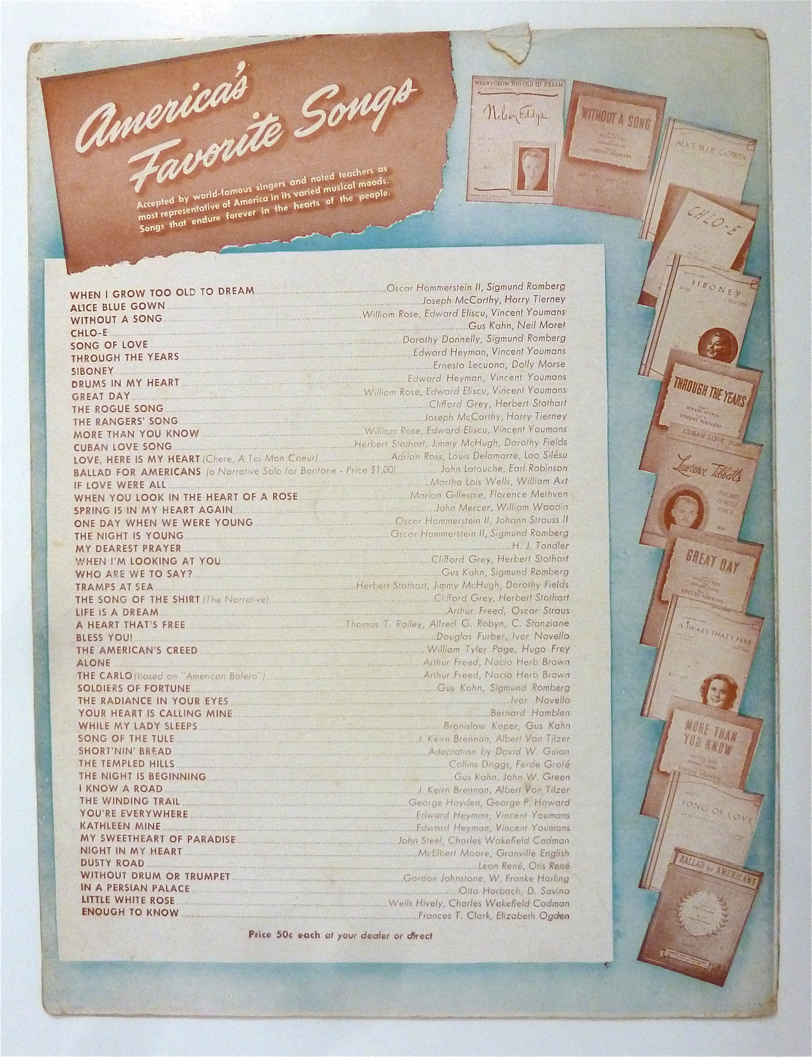 Sheet Music For 1931 Through The Years