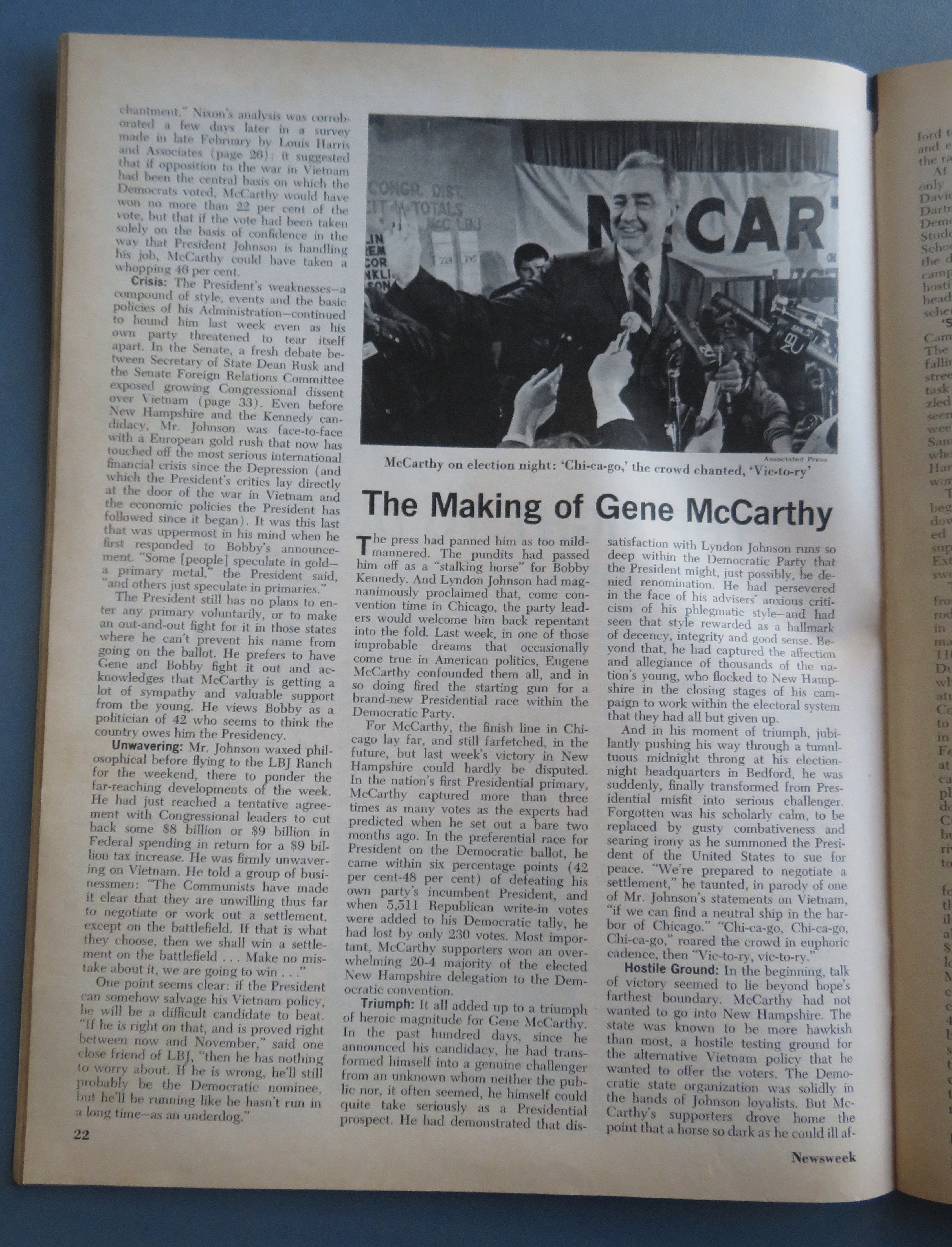 Newsweek Magazine-March 25, 1968-McCarthy & Kennedy