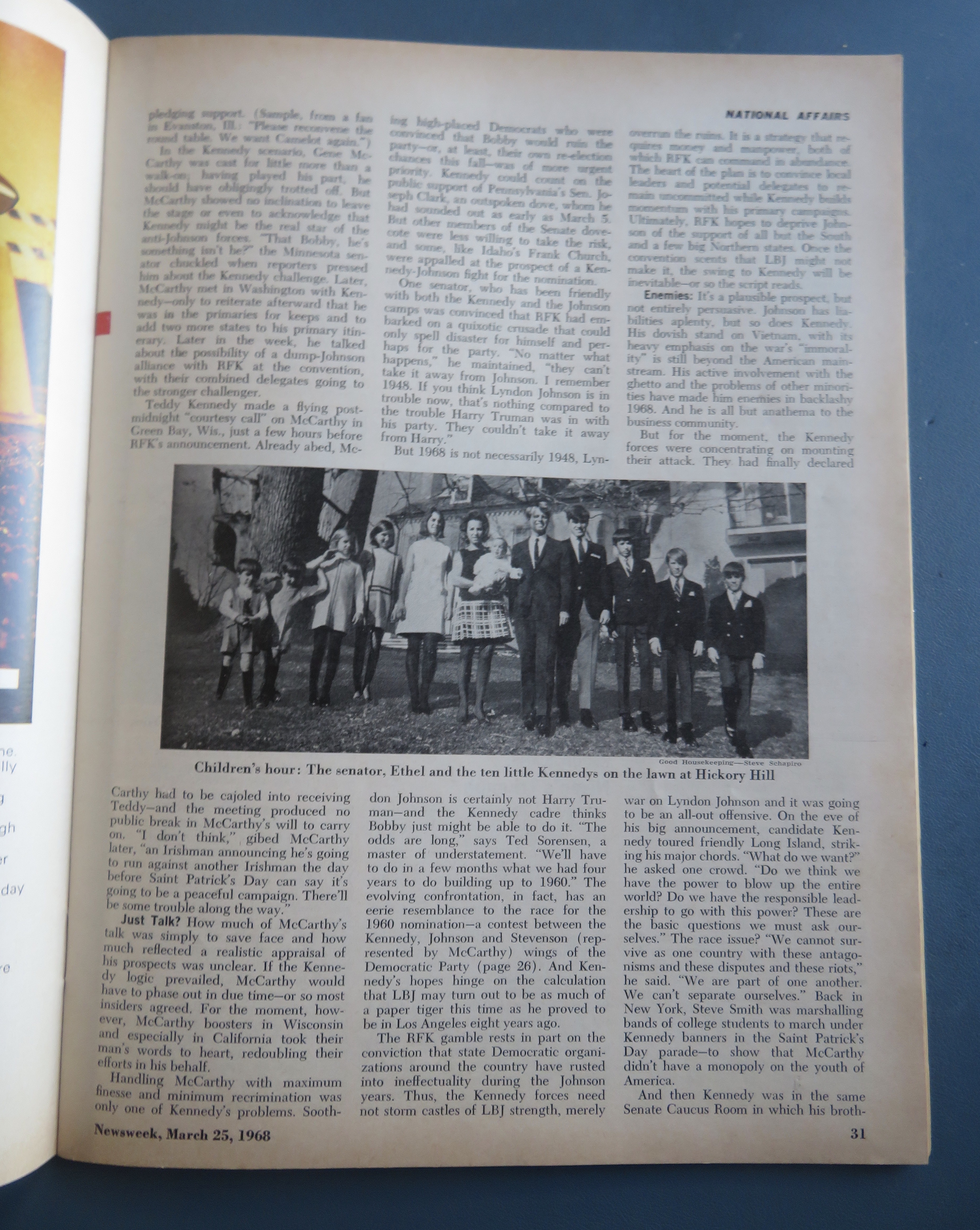 Newsweek Magazine-March 25, 1968-McCarthy & Kennedy