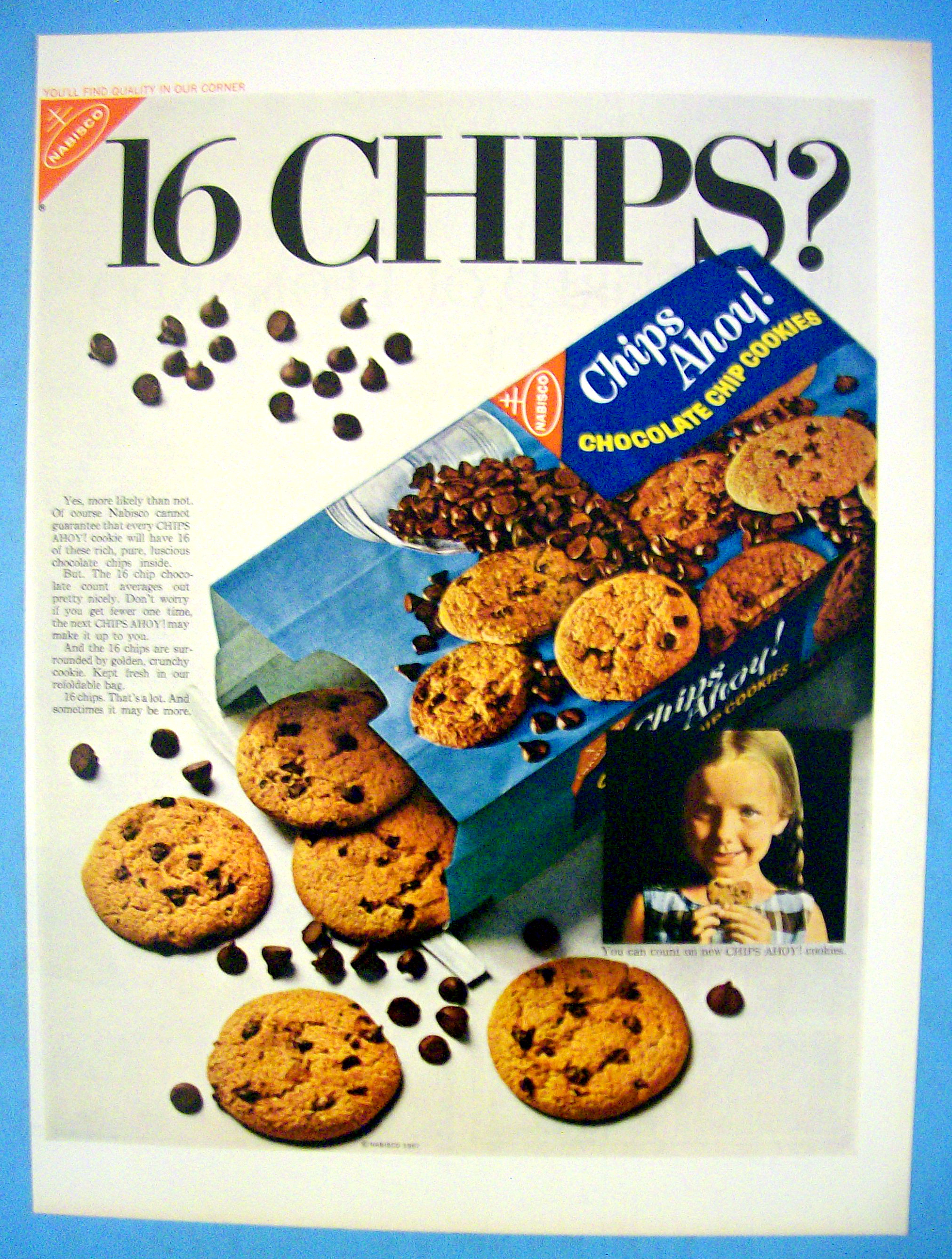 1967 Nabisco Chips Ahoy With Little Girl Eating Cookie