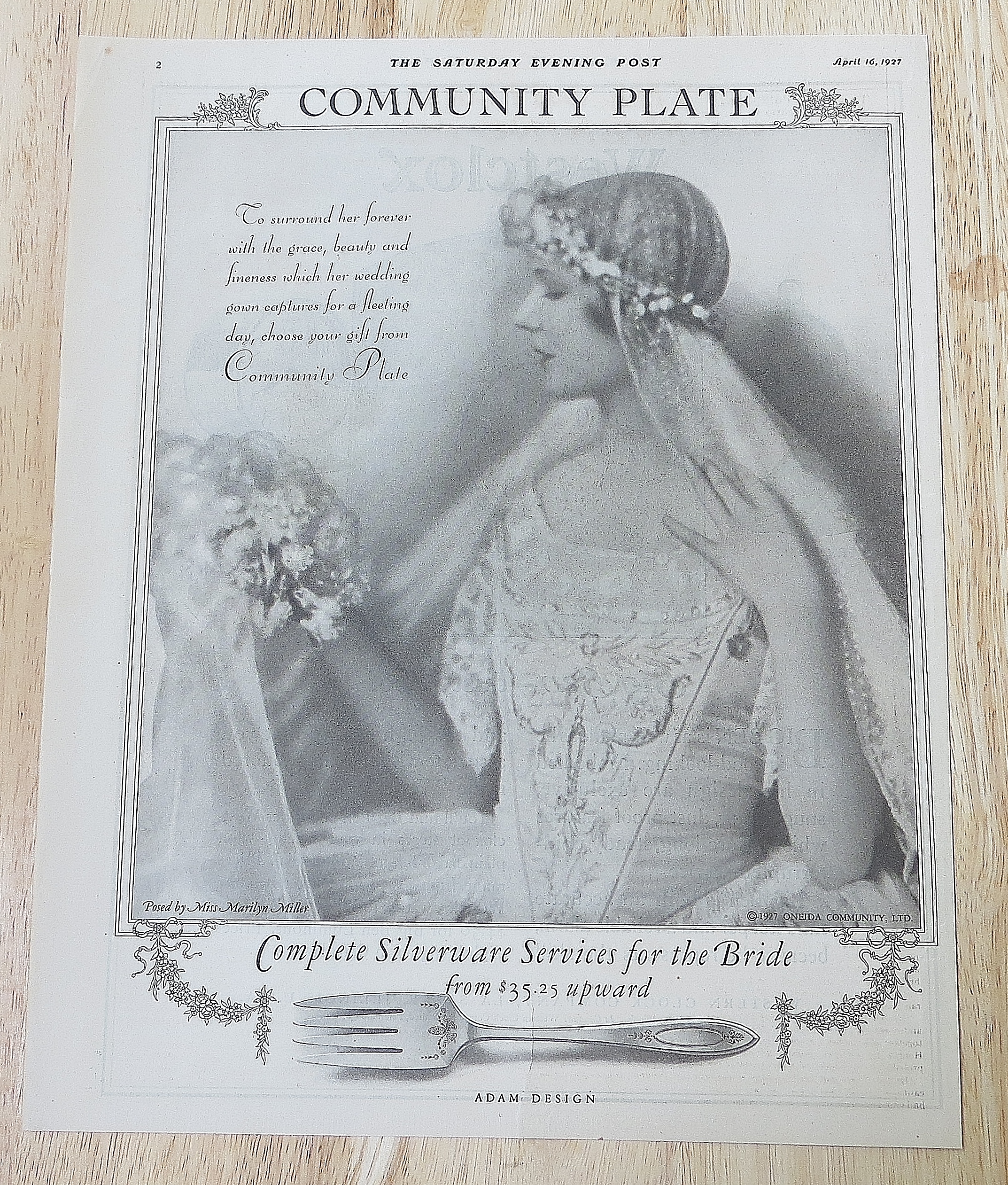 1927 Community Plate With Lovely Bride