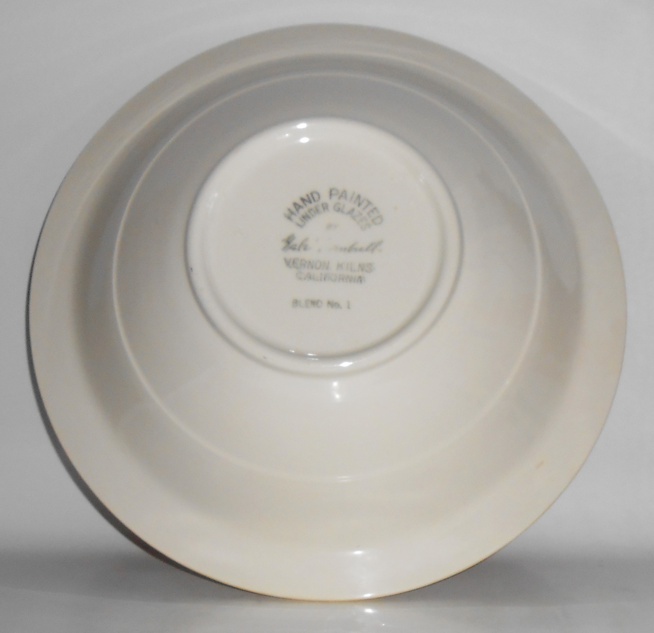 Vernon Kilns Pottery Gale Turnbull Blend #1 Decorated